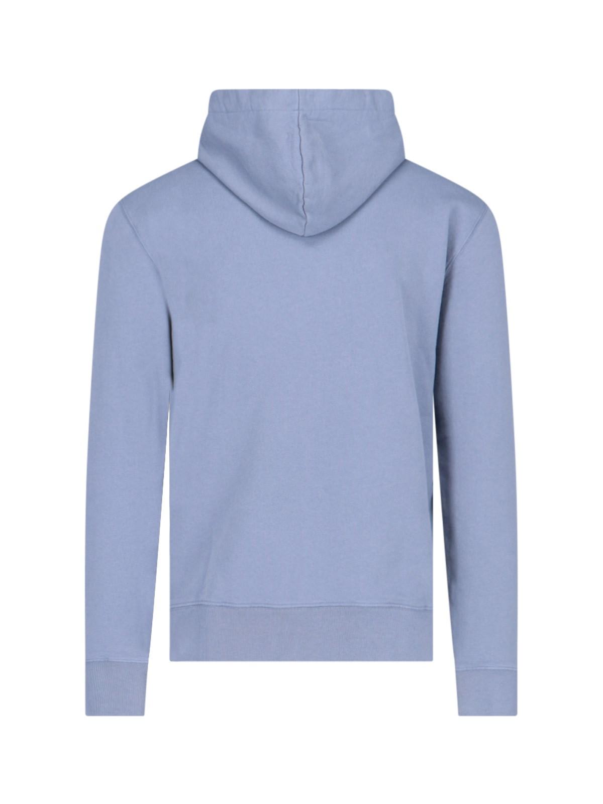 Shop Maison Kitsuné Fox Head Hoodie In Clear Blue