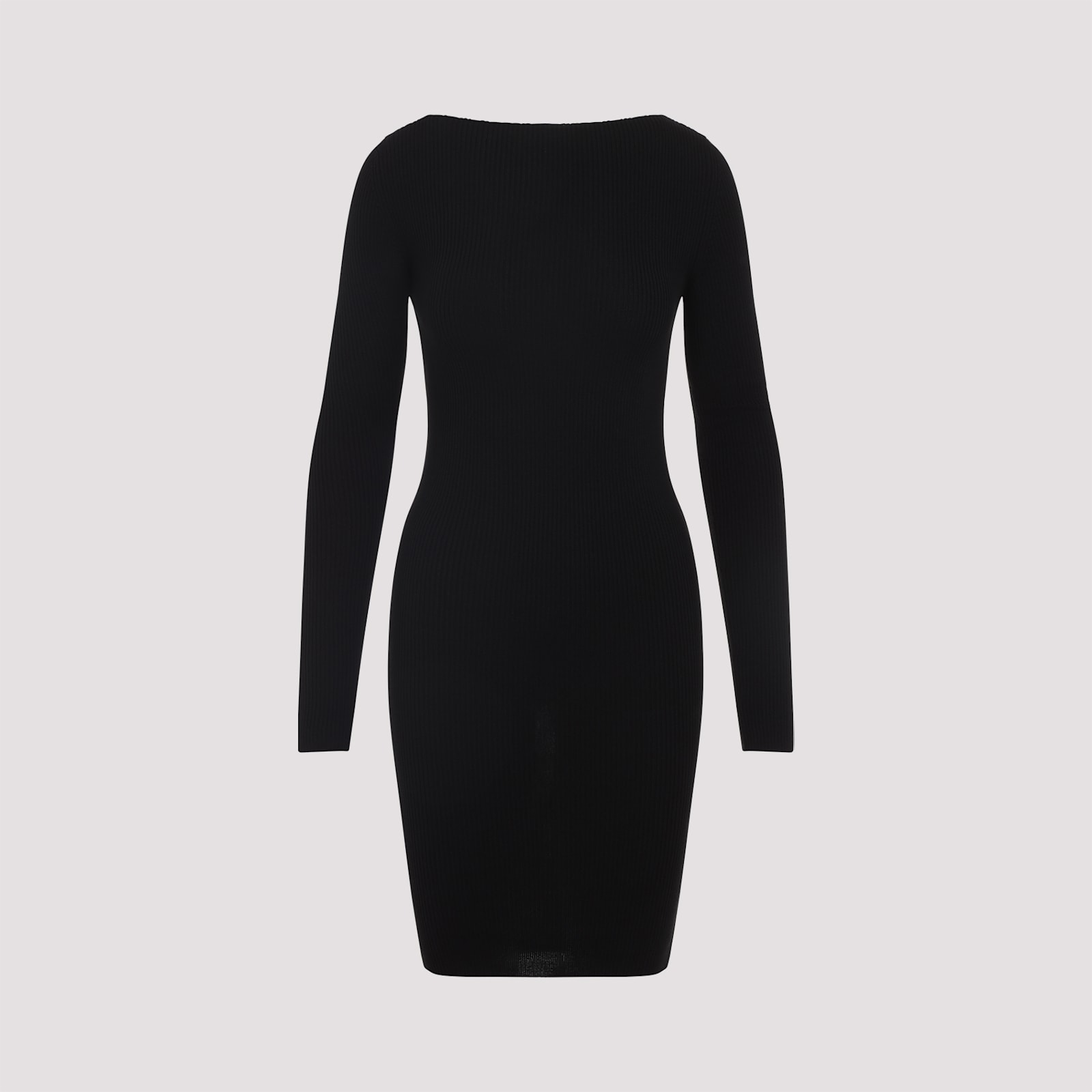Rick Owens Ribbed Long-sleeved Day Dress In Black