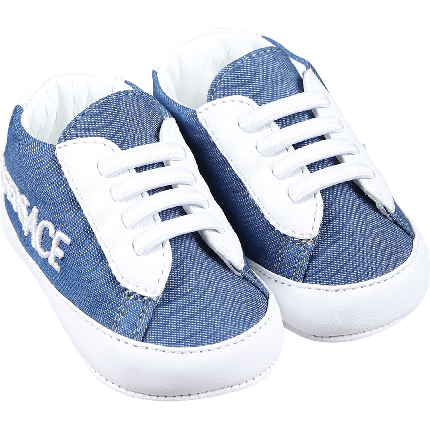Shop Versace Denim Sneakers For Babies With Logo