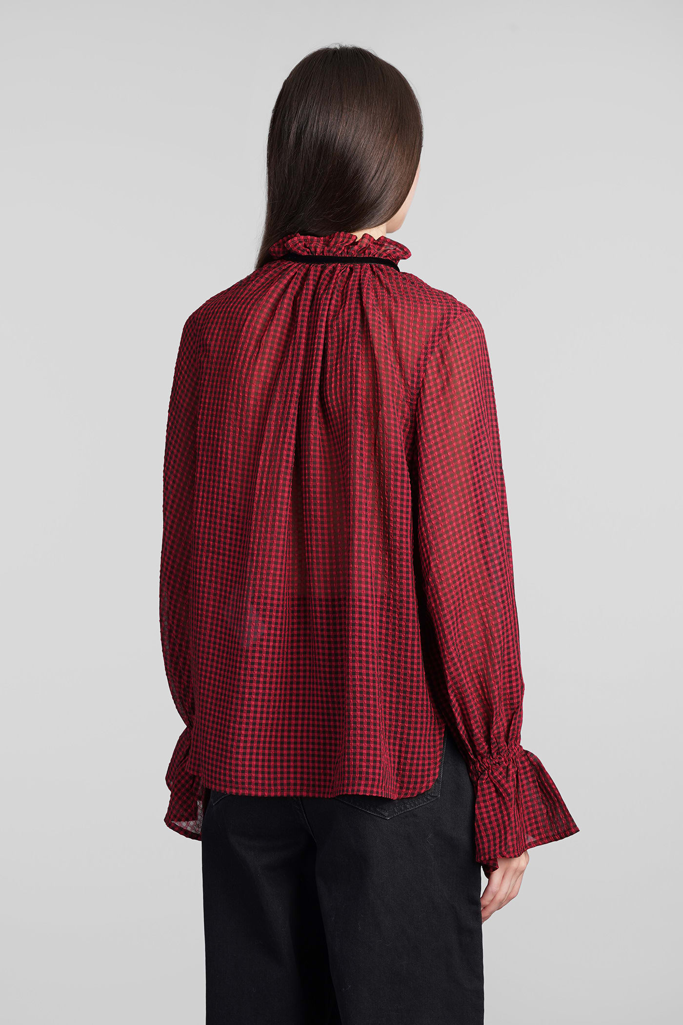 Shop Ganni Shirt In Red Polyester