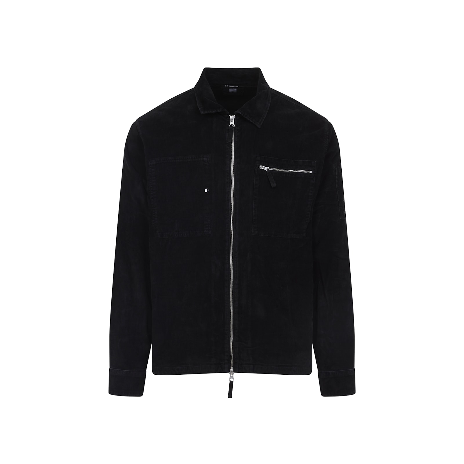 C.p. Company Signature Lens Corduroy Overshirt In Black
