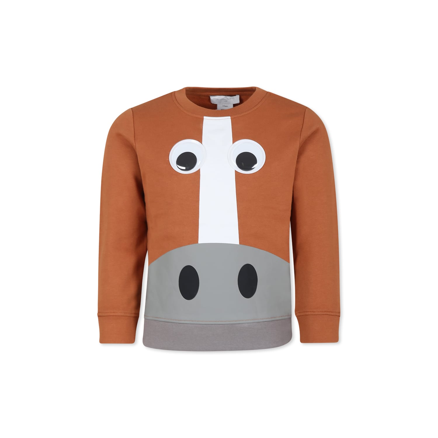 Stella Mccartney Brown Sweatshirt For Boy With Horse Print In Brown
