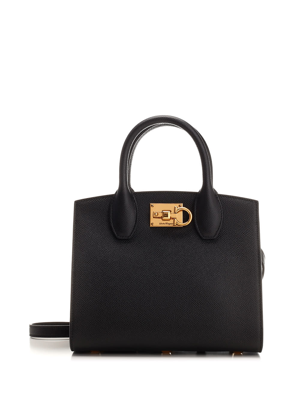 Shop Ferragamo The Studio Box Mini Handbag In Black