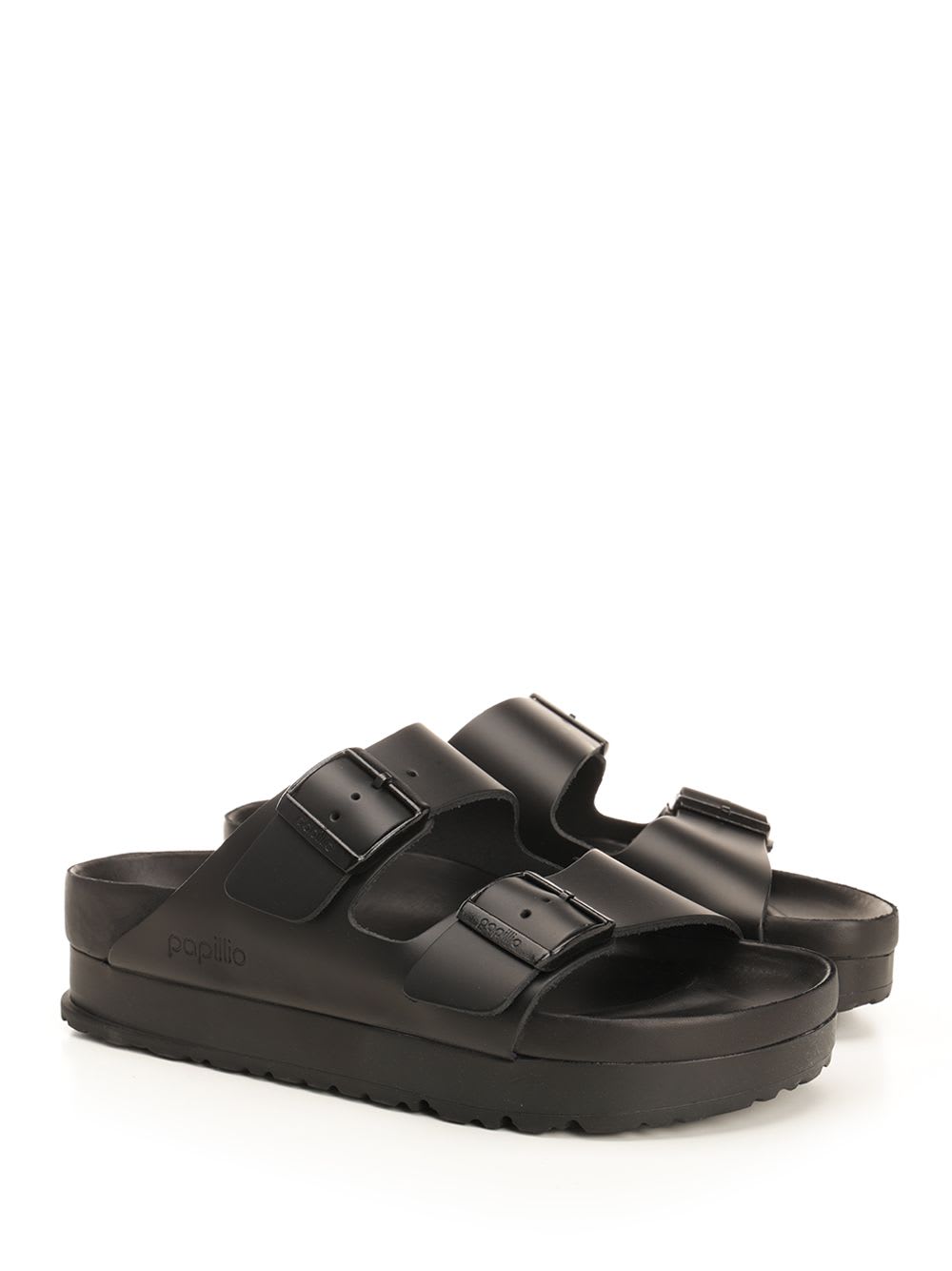 Birkenstock Arizona Platform Flex Exquisite Slide Sandals In Black