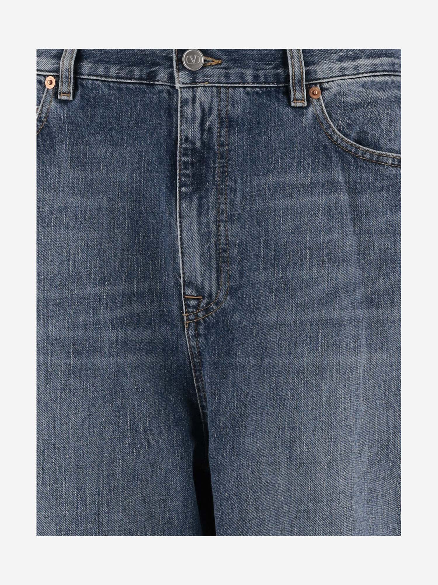 Shop Valentino Cotton Denim Jeans In Medium Blue