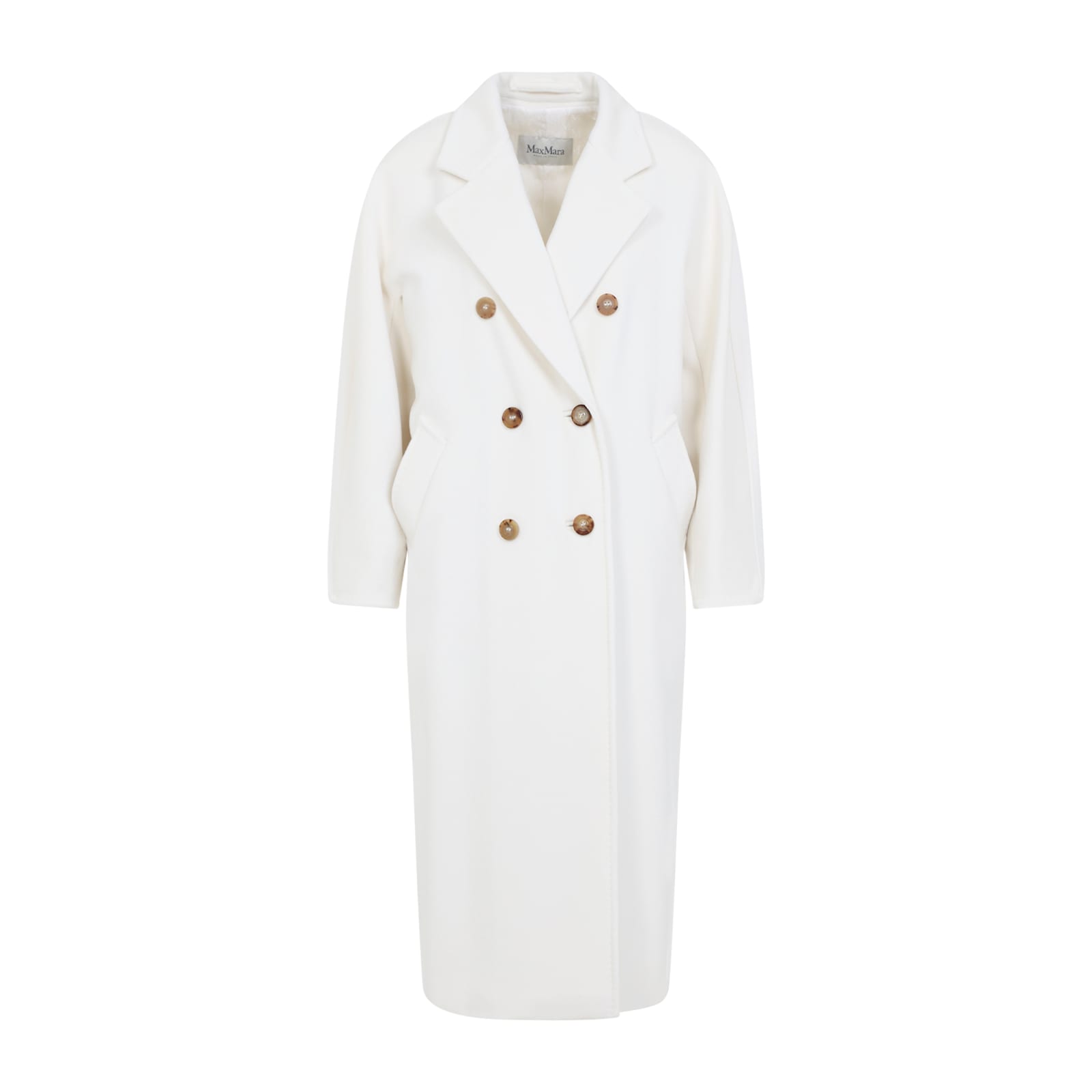 Max Mara Madame Double-breasted Wool Coat In White