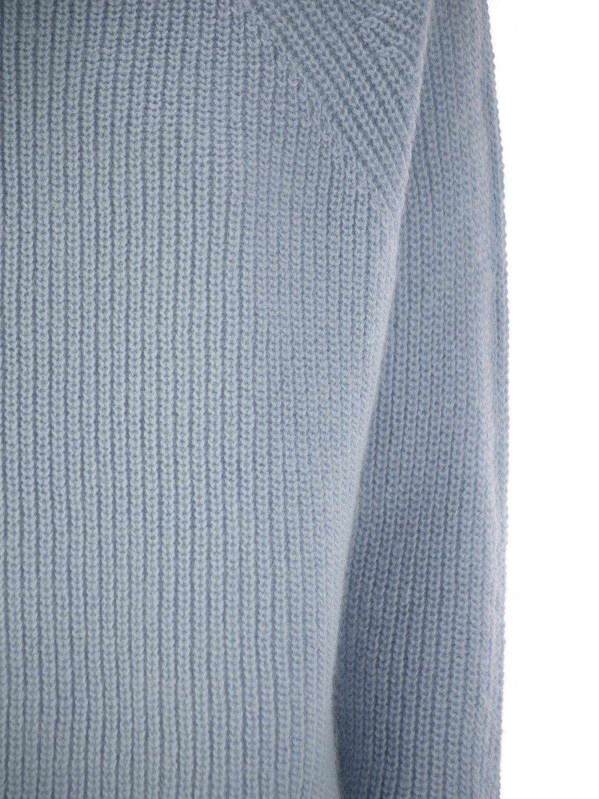 Shop Weekend Max Mara Crewneck Long-sleeved Jumper In Light Blue