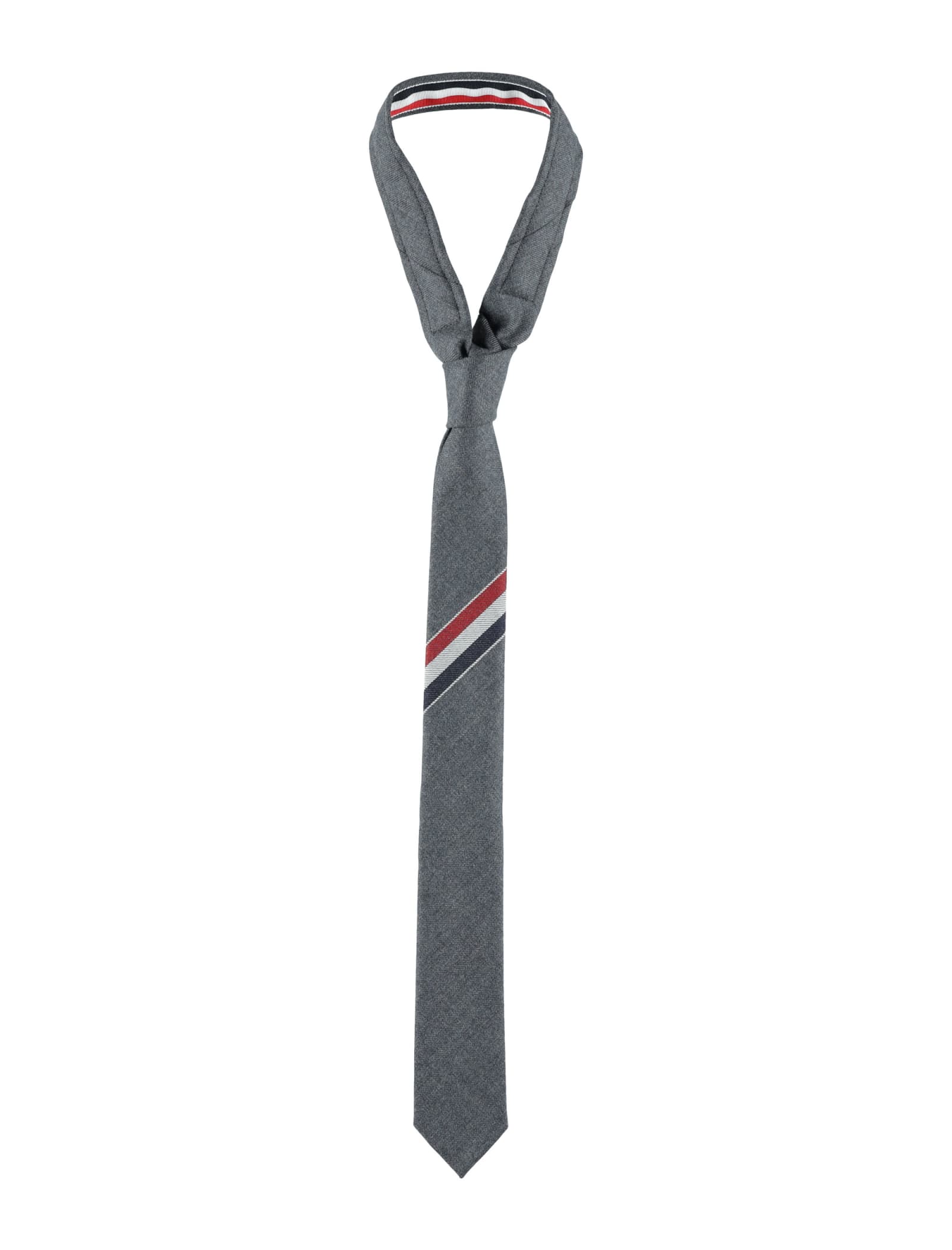 Shop Thom Browne Rwb Motif Tie In Dark Grey