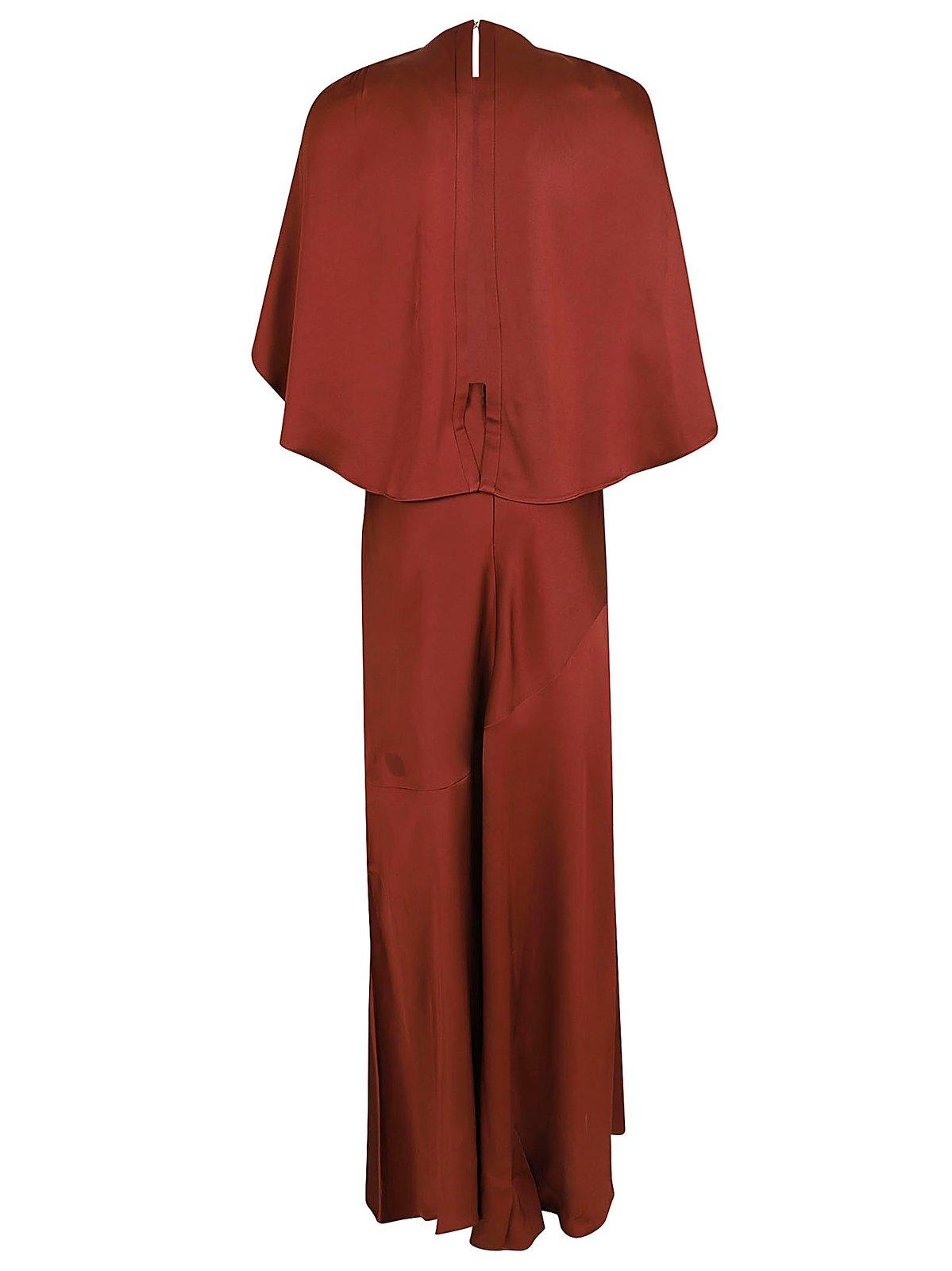 Shop Zimmermann Cape-insert Maxi Satin Dress In Red