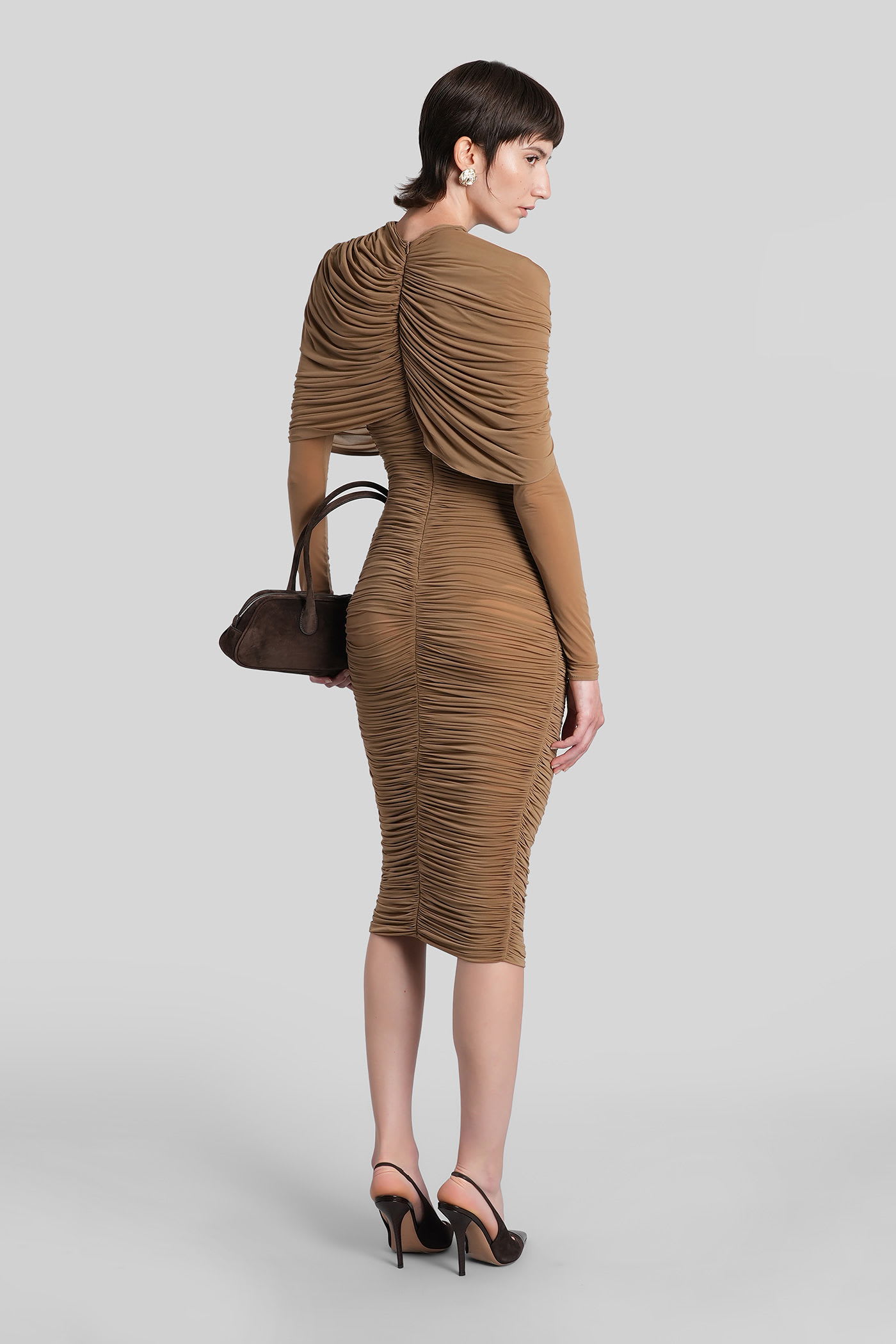 Magda Butrym Dress 17 In Taupe Polyamide Polyester In Brown