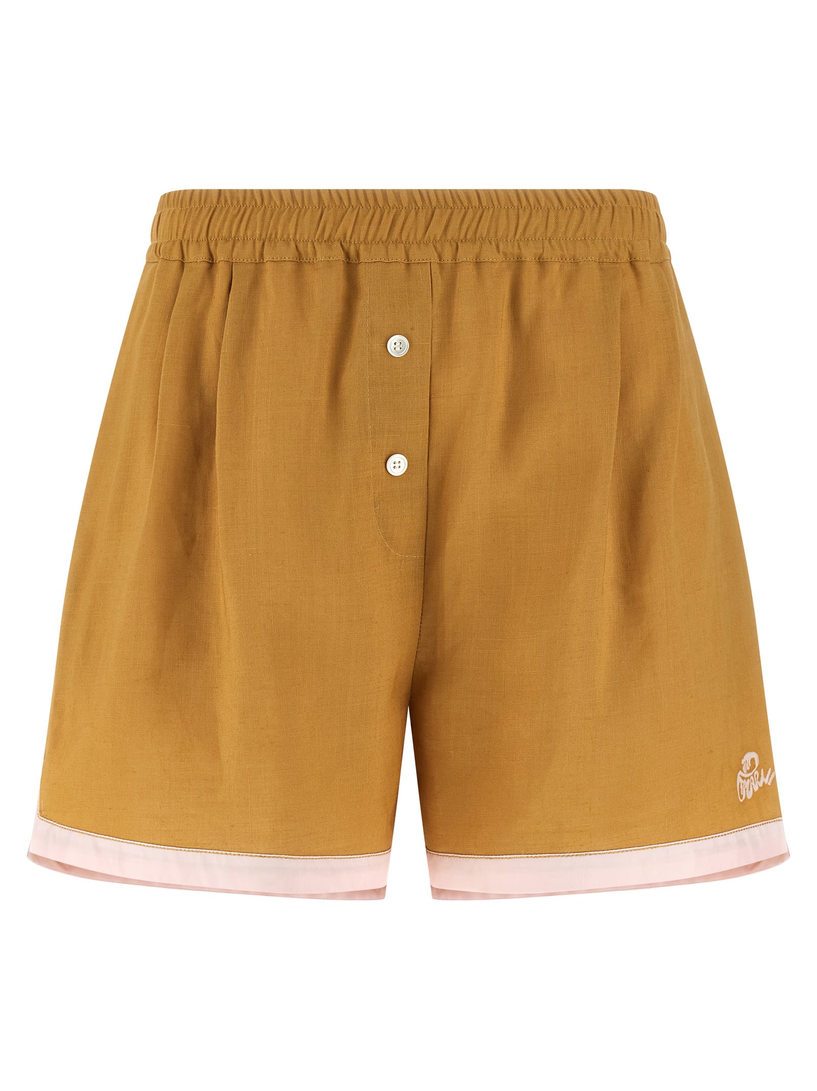 Marni Linen Shorts In Brown