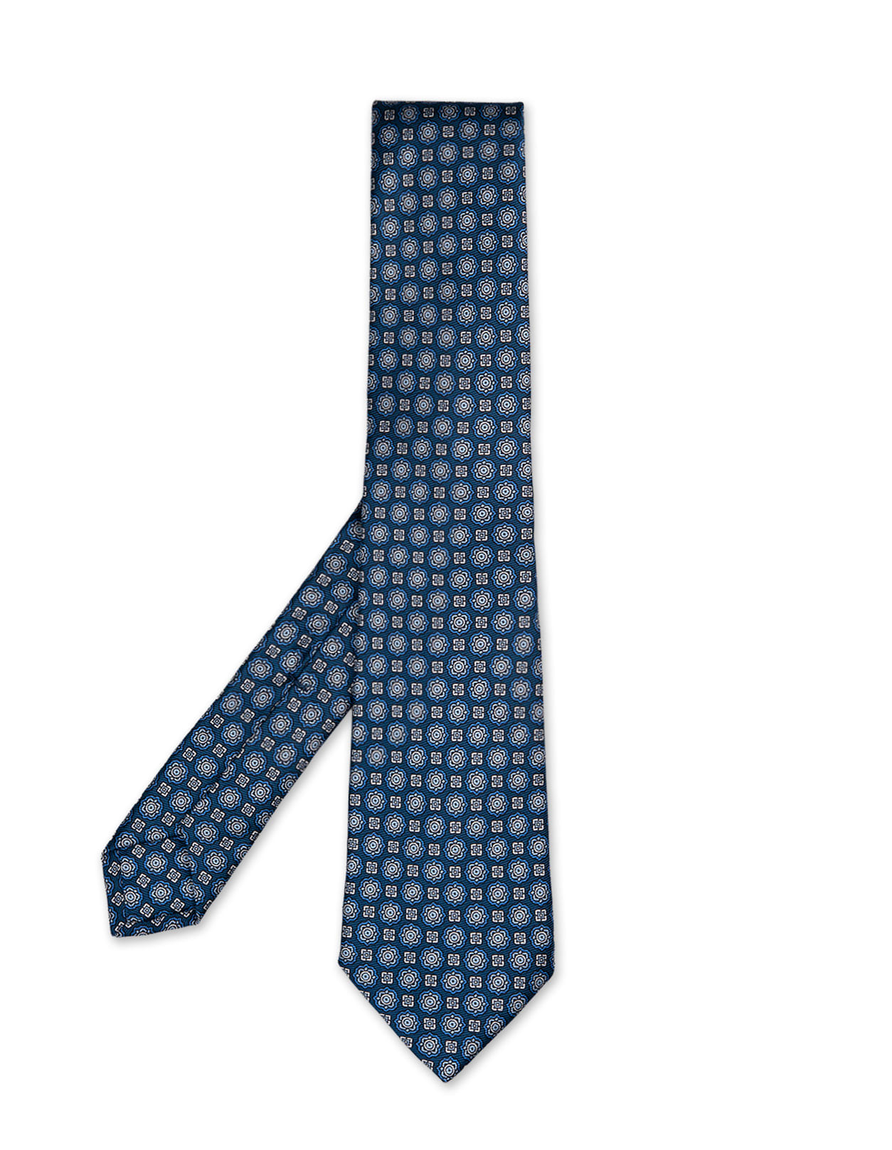 Blue Silk Tie With Contrast Pattern