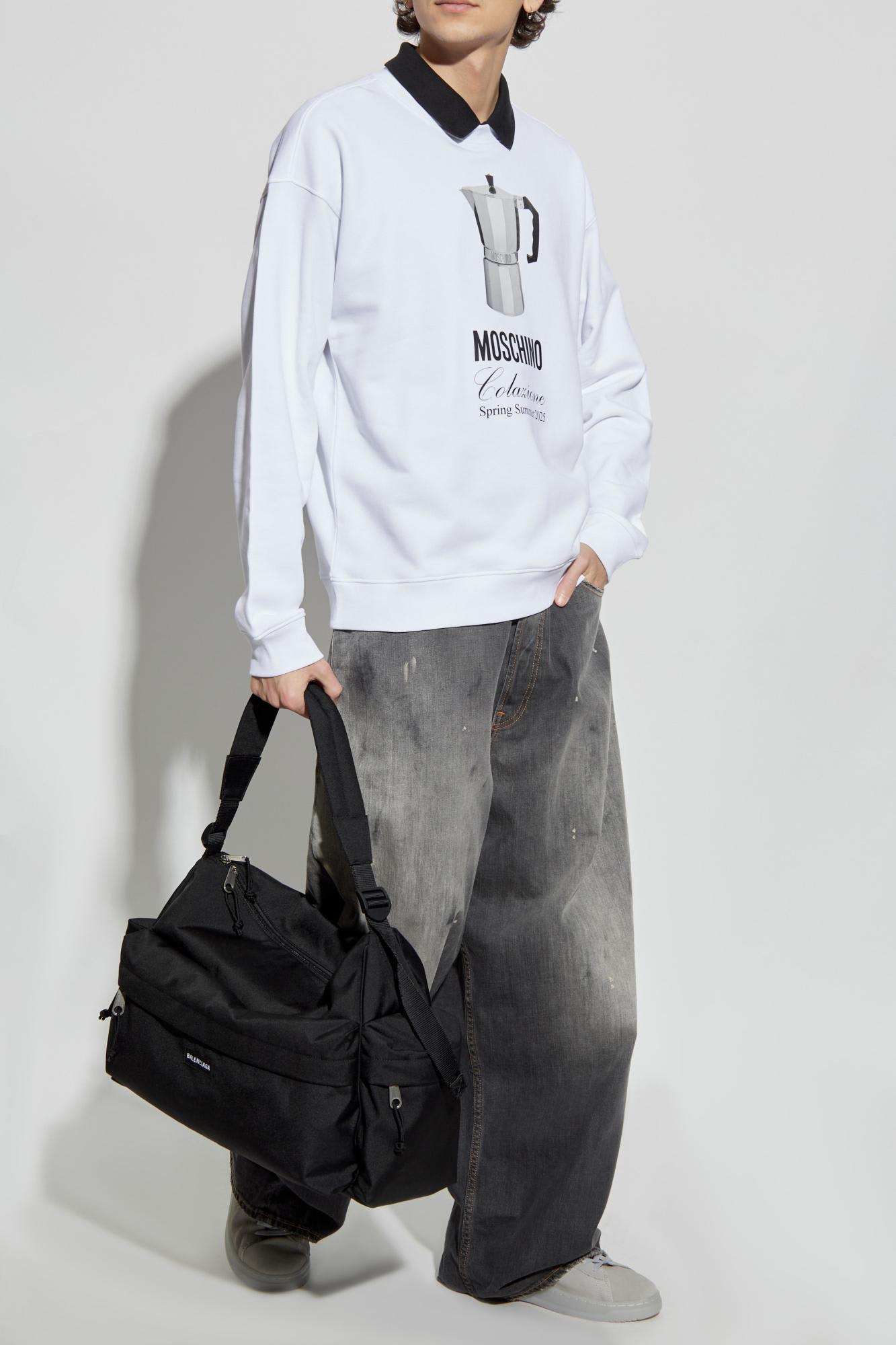 Moschino Morning Graphic Print Crew Neck Sweatshirt In White