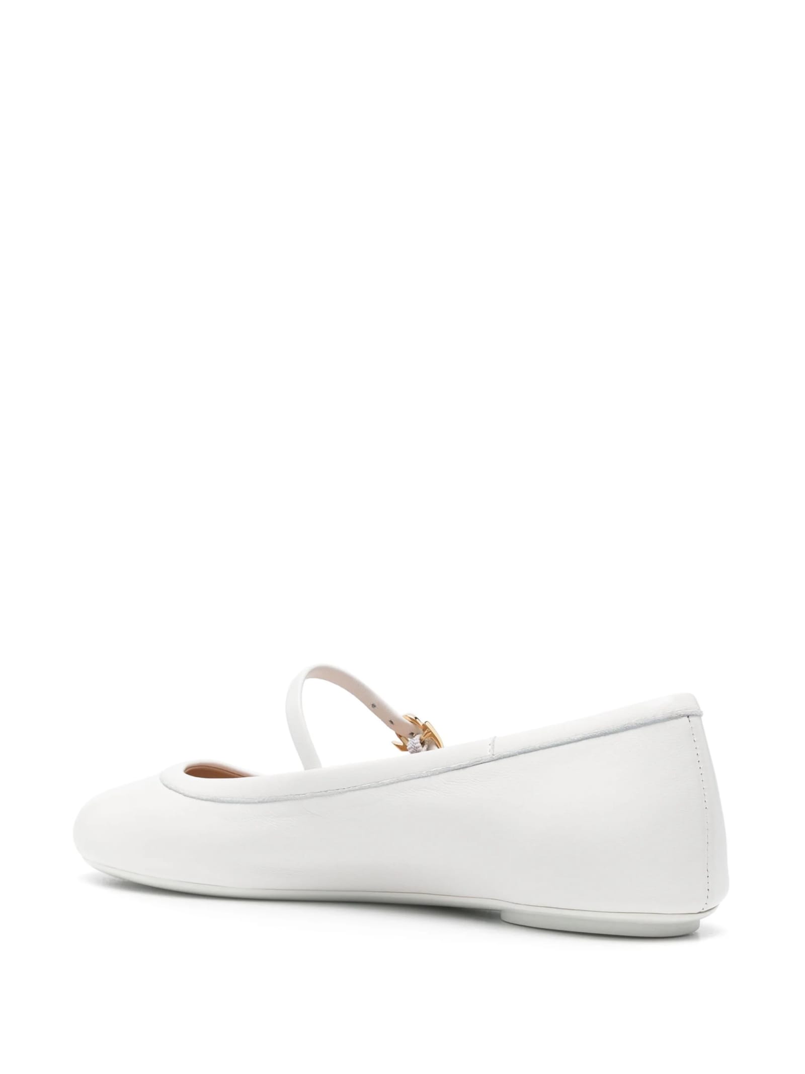 Shop Gianvito Rossi Carla Flat Ballerinas In White Nappa