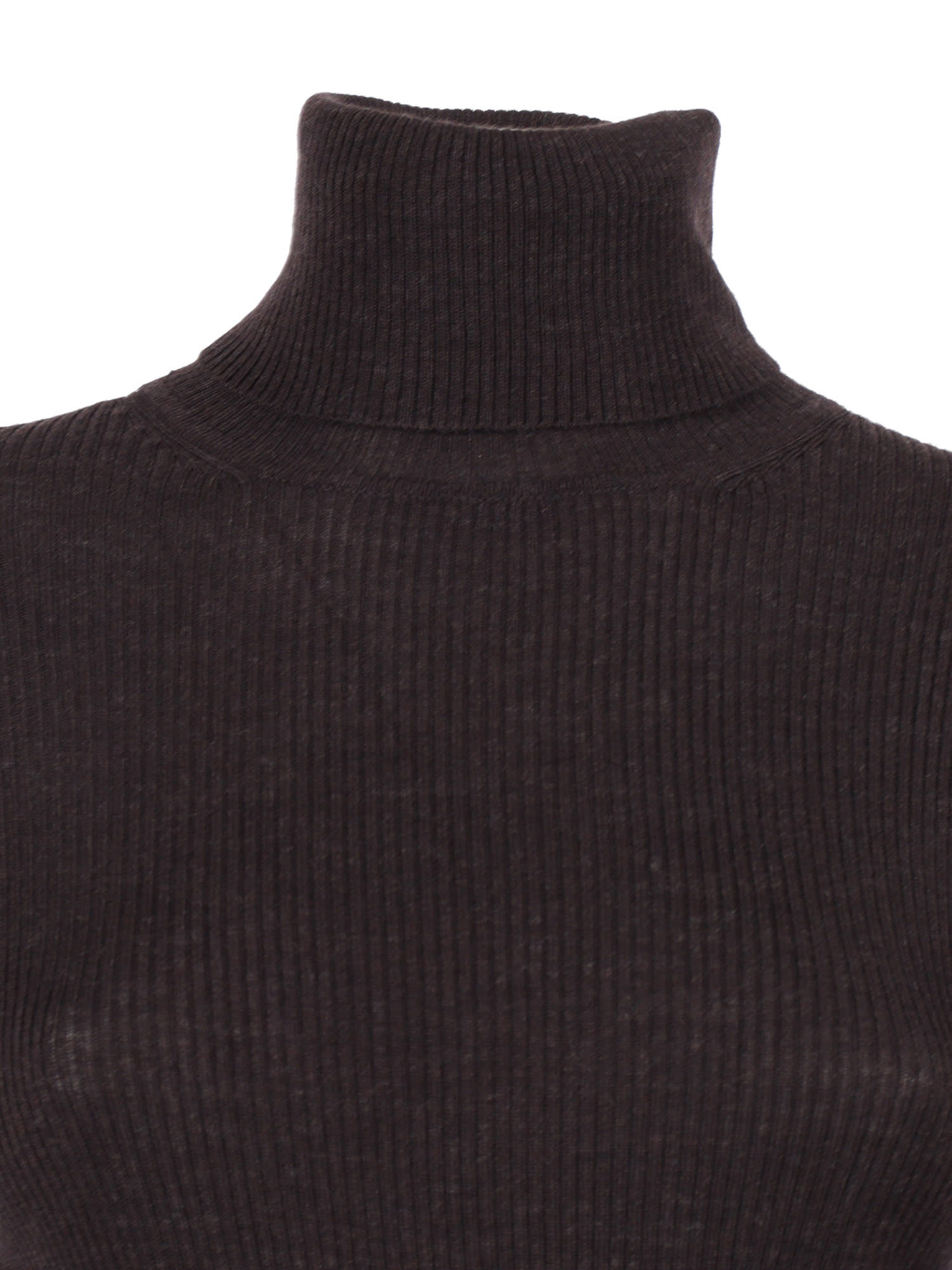 P.a.r.o.s.h Ribbed Turtleneck Sweater In Brown Wool In Brown