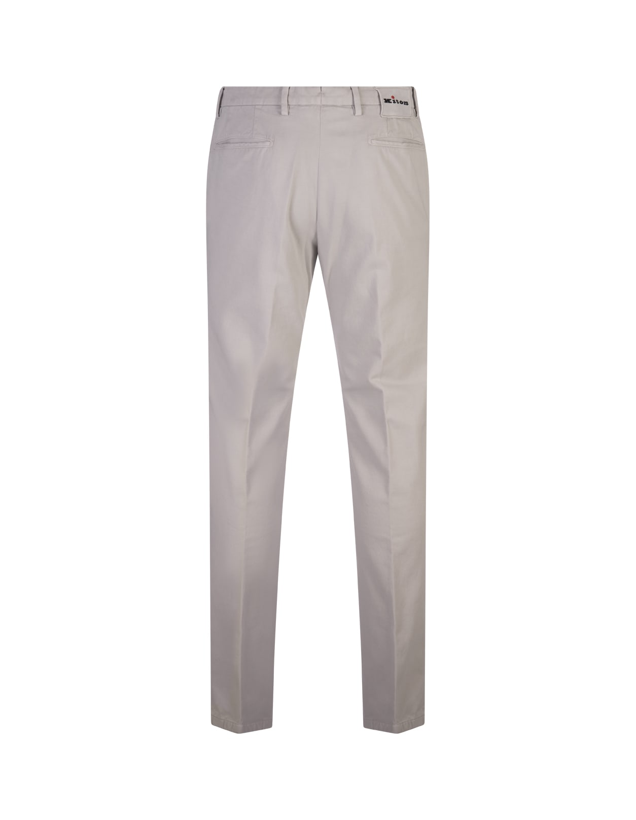 Shop Kiton Straight-leg Trousers In Grey Cotton And Cashmere