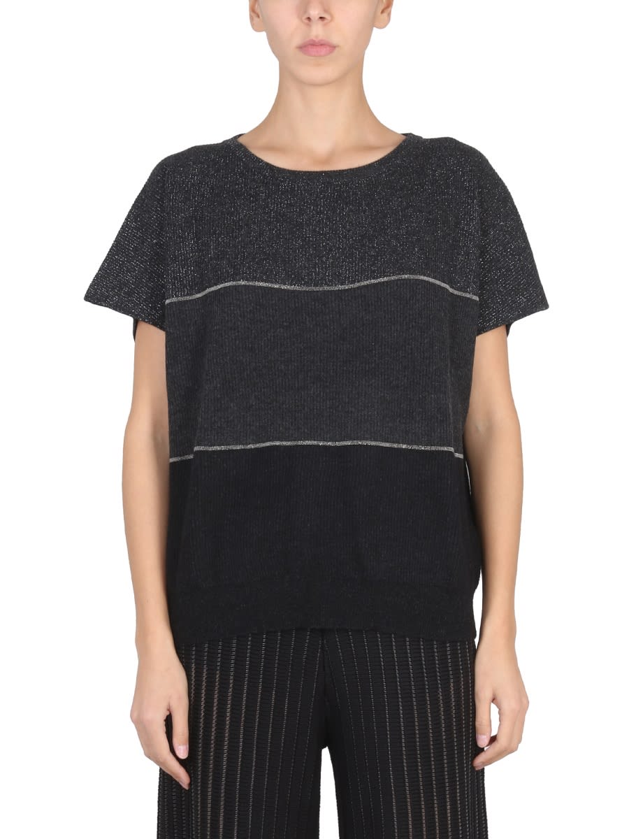 Fabiana Filippi Striped Wool T-shirt In Black