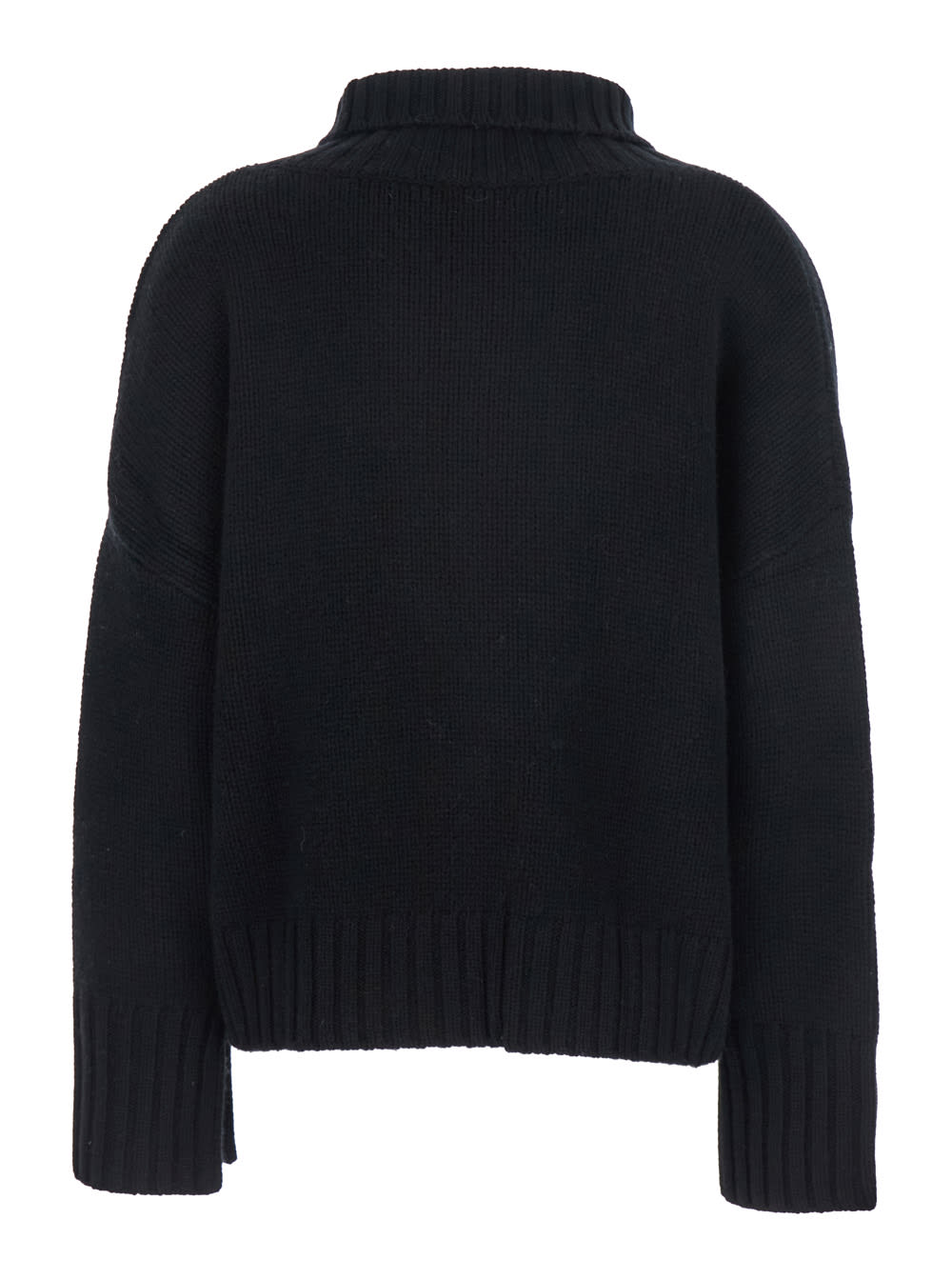 Goat Girlfriend Black Turtleneck Sweater With Ribbed Trims In Cashmere Woman In Black