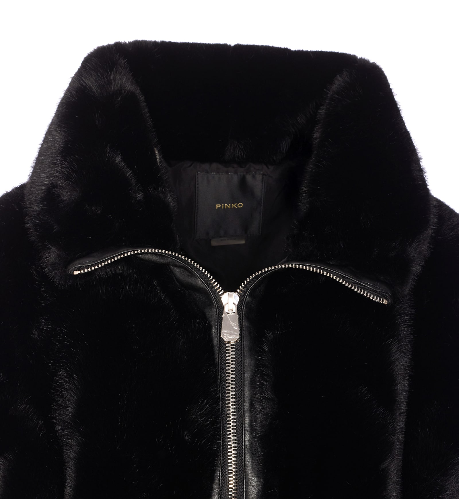 Pinko Faux Fur Bomber Jacket In Black