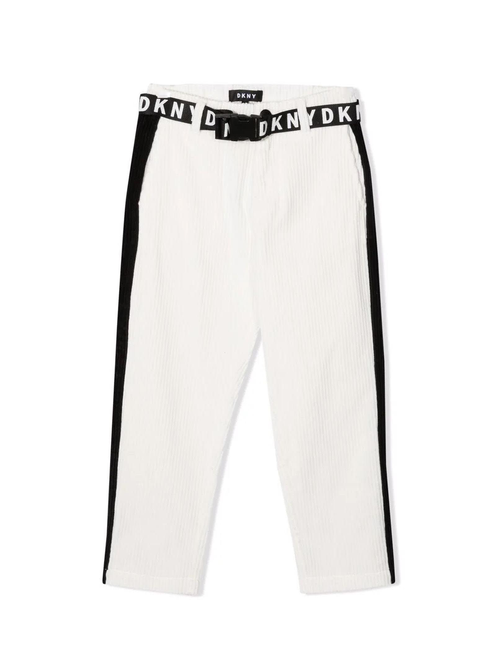 DKNY White Cotton Corduroy Trousers