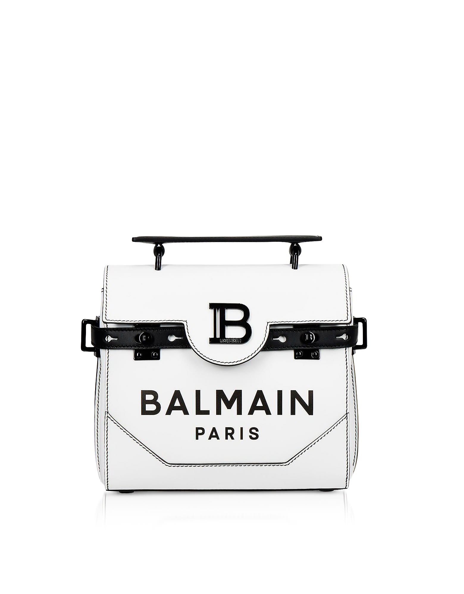 Balmain White And Black Leather 23 B-buzz Satchel Bag