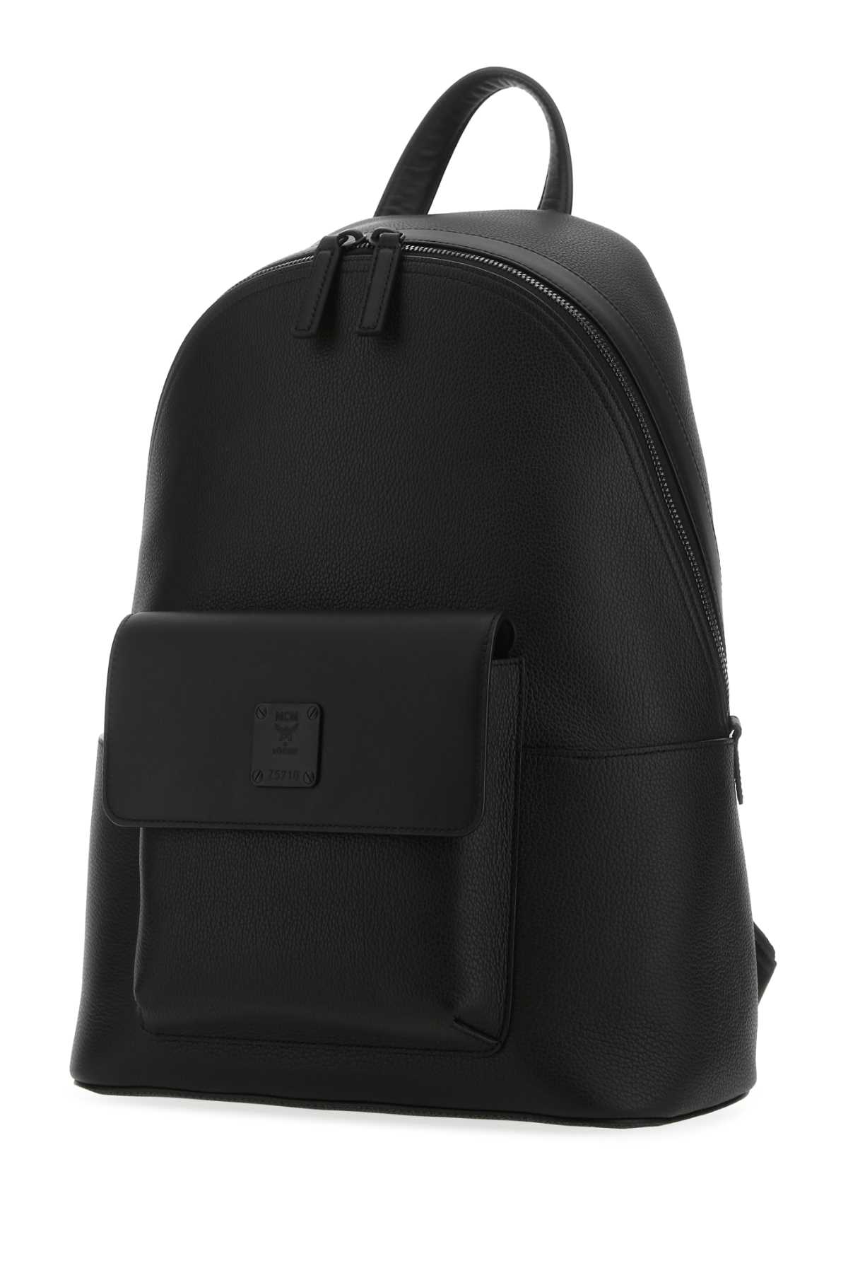 Shop Mcm Black Leather Stark Backpack In Bk