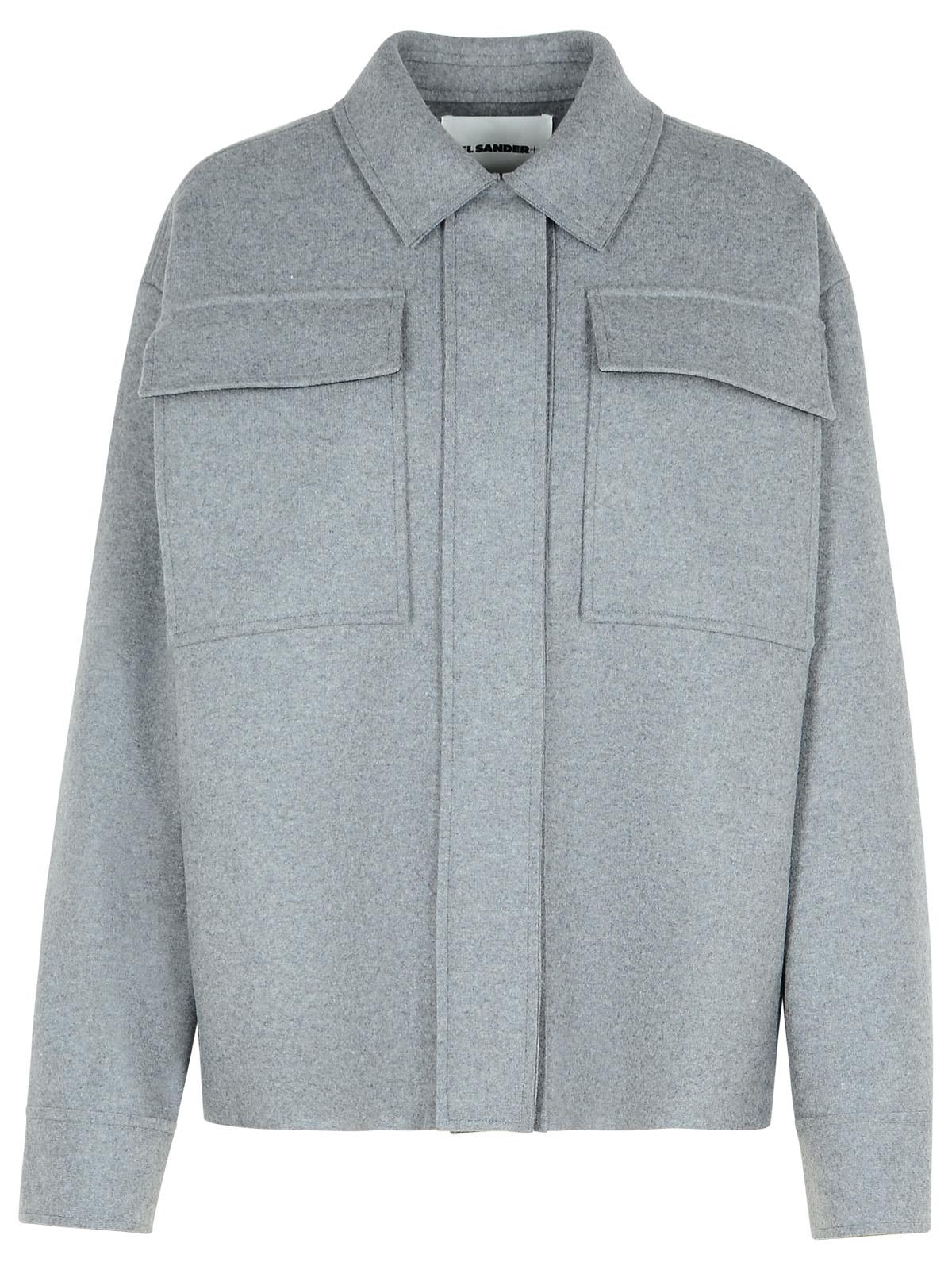 Shop Jil Sander Grey Wool Blend Shirt