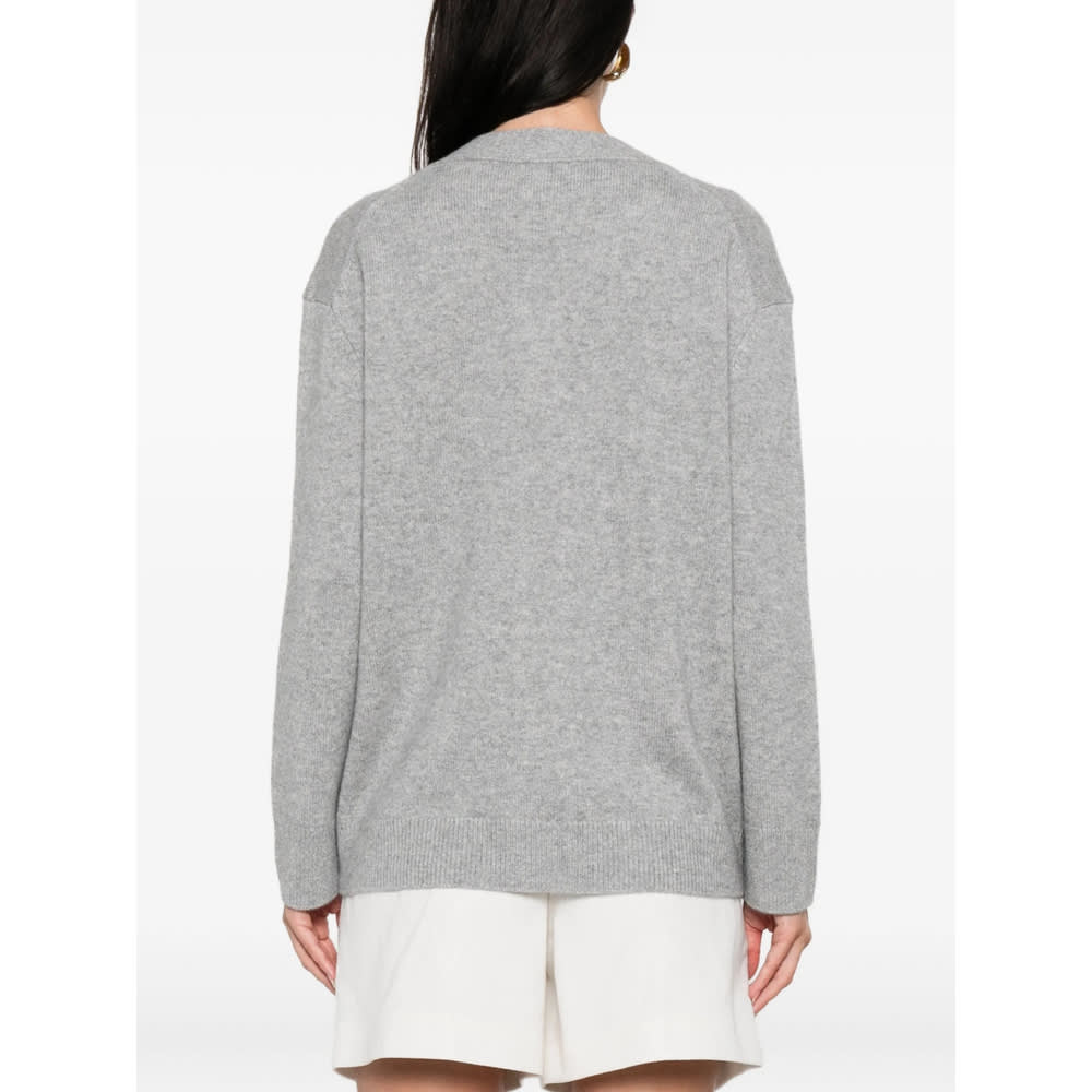 Anine Bing Boxy Grey Cashmere Cardigan With Button Closure In Gray