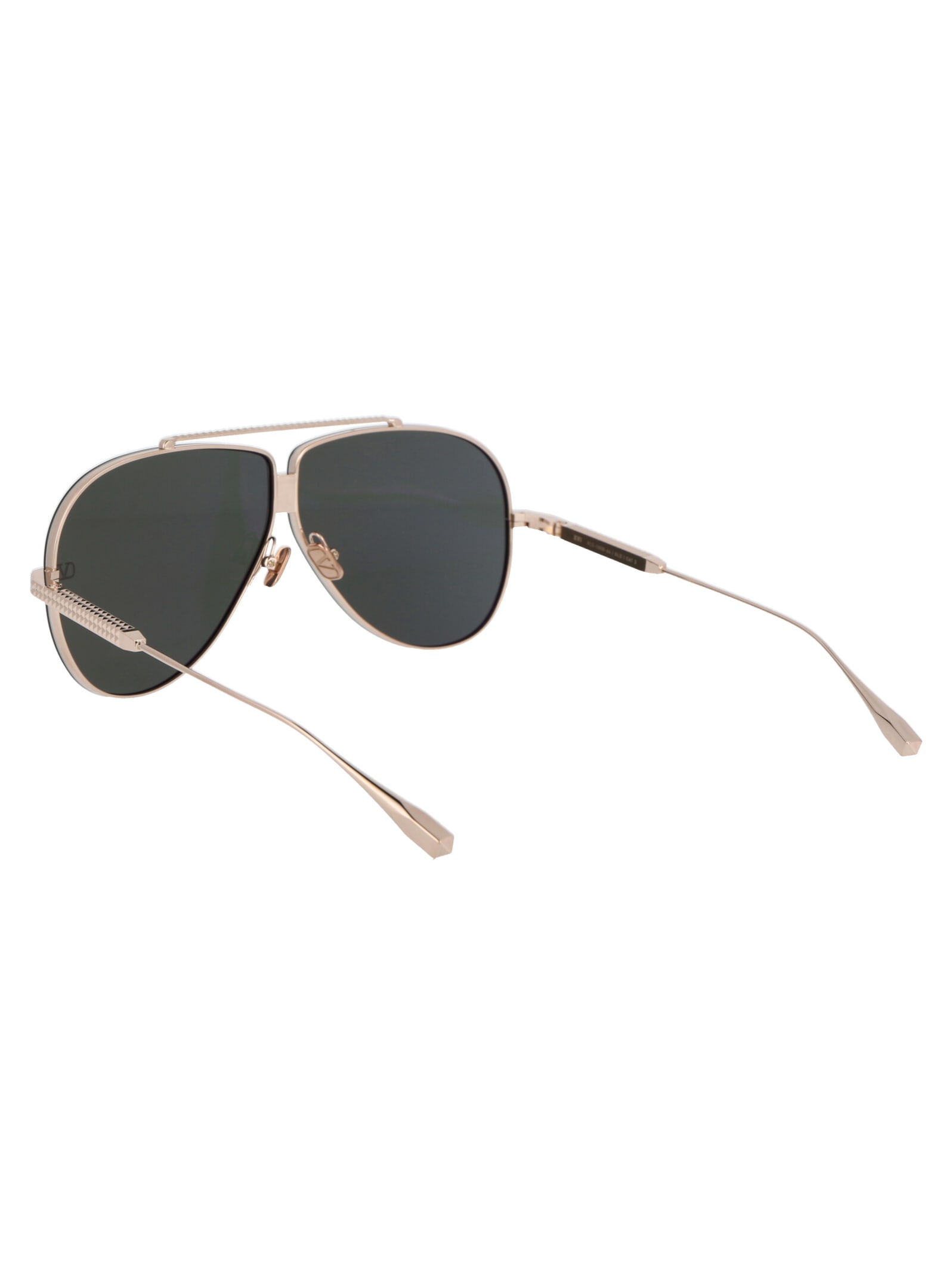 Shop Valentino Xvi Sunglasses In White Gold W/ G-15 Gold Flash Mirror