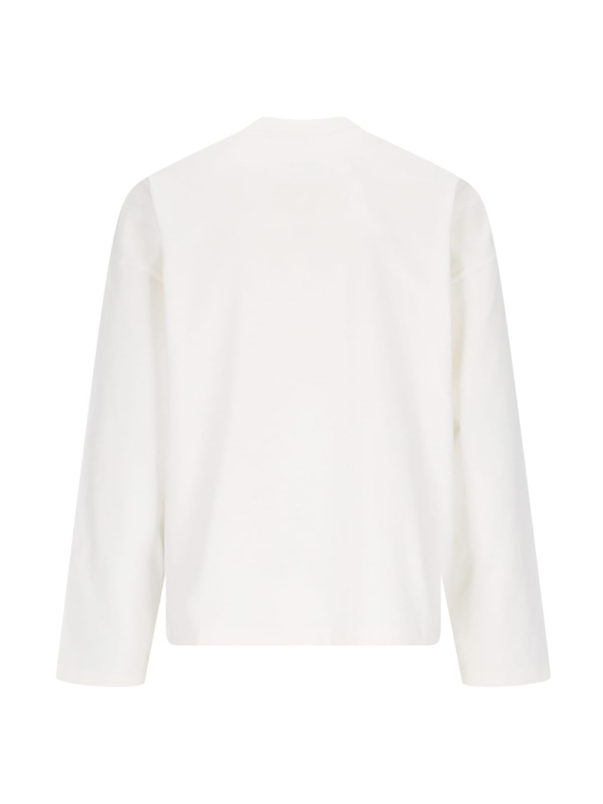 Jil Sander Men White Crewneck Sweatshirt With Contrasting Logo Print At The Front In Cotton Man In White