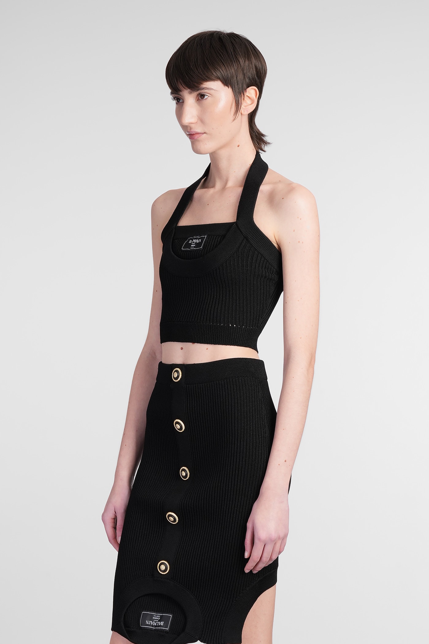 Shop Balmain Topwear In Black Viscose