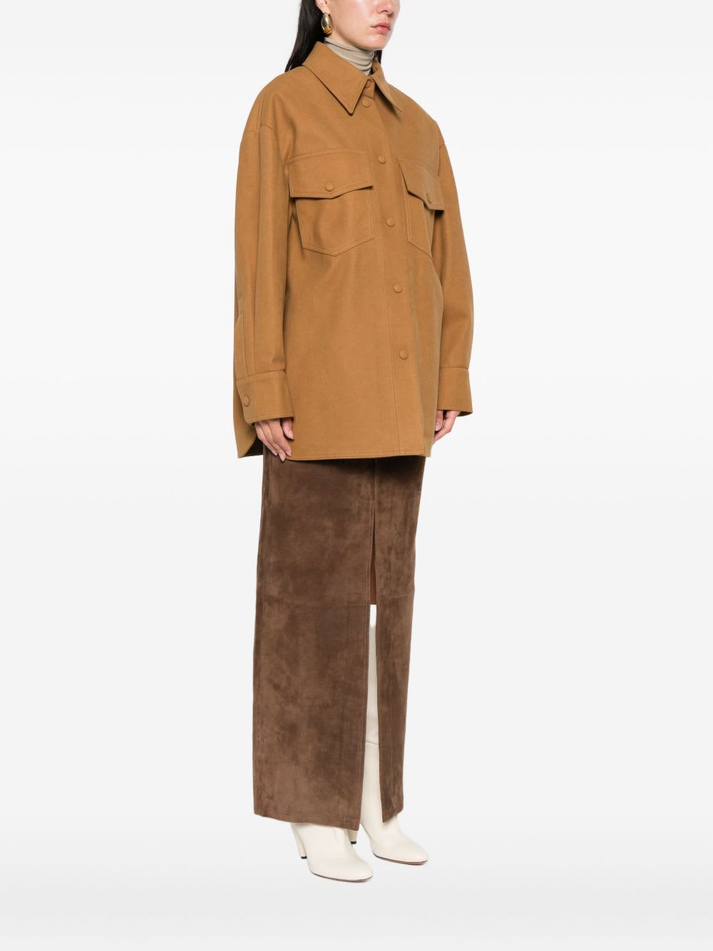 Stella Mccartney Faux Suede Leather Overshirt In Orange