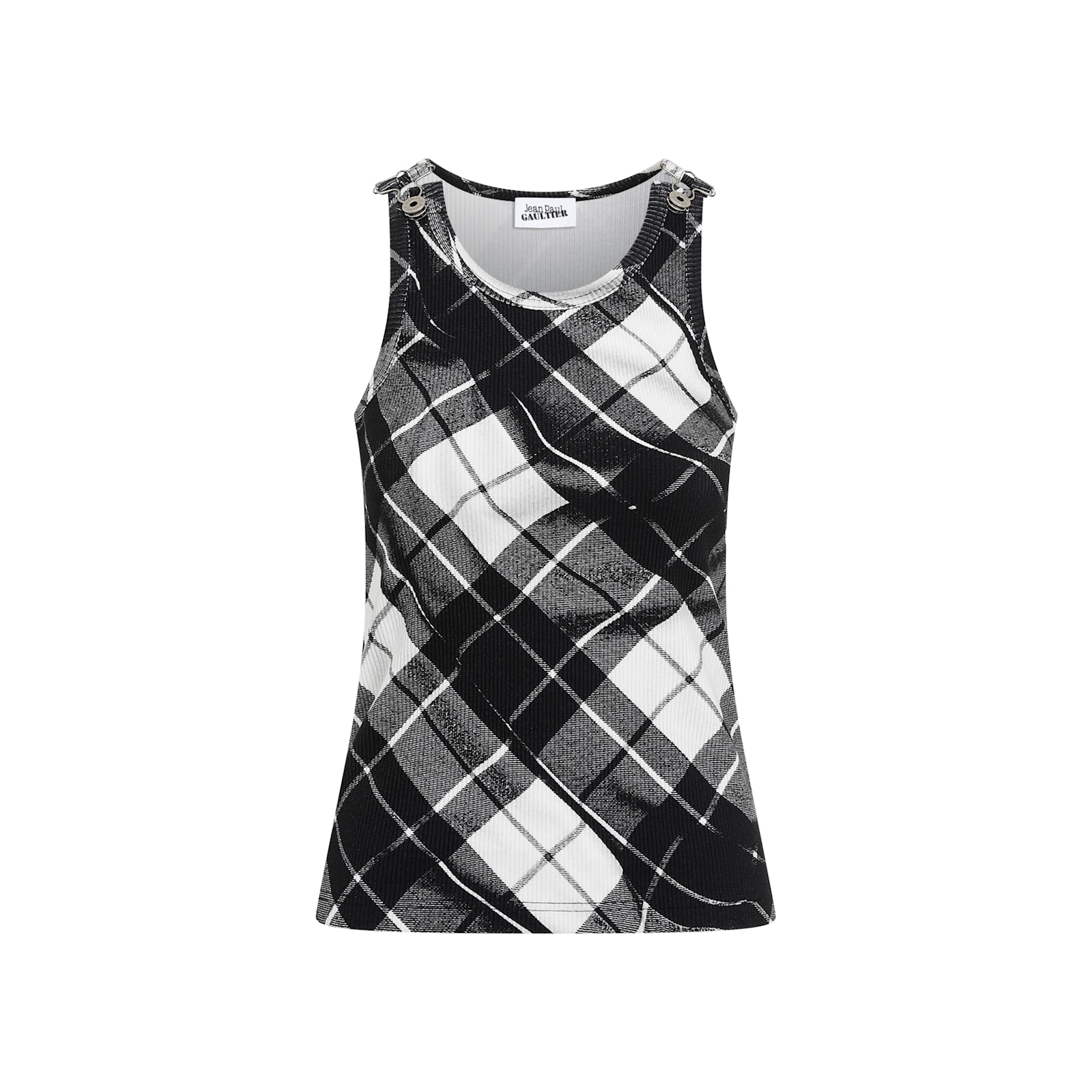 Shop Jean Paul Gaultier Printed Tartan Printed Top In Black Grey White