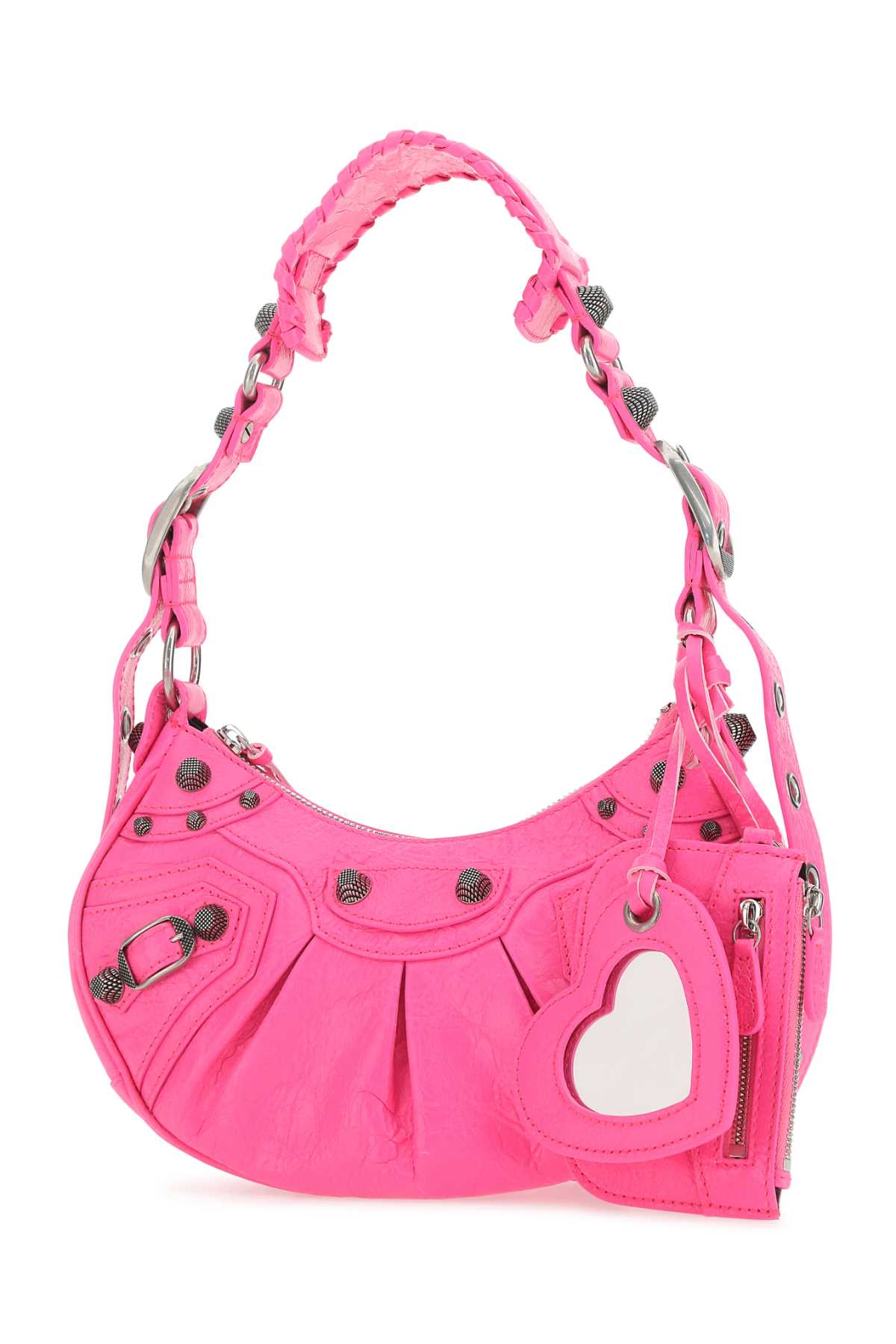 Shop Balenciaga Fluo Pink Nappa Leather Le Cagole Xs Shoulder Bag