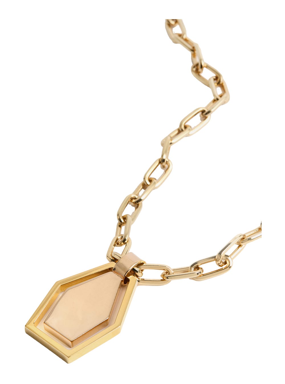 La Doublej Portal Metallic Necklace With Chain-link Design Abd Charm In Brass And Amethyst Woman