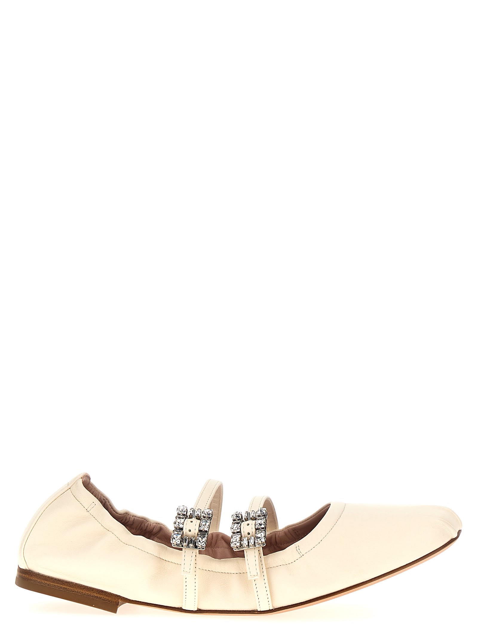 Shop Roger Vivier Jewel Strap Ballet Flats In White