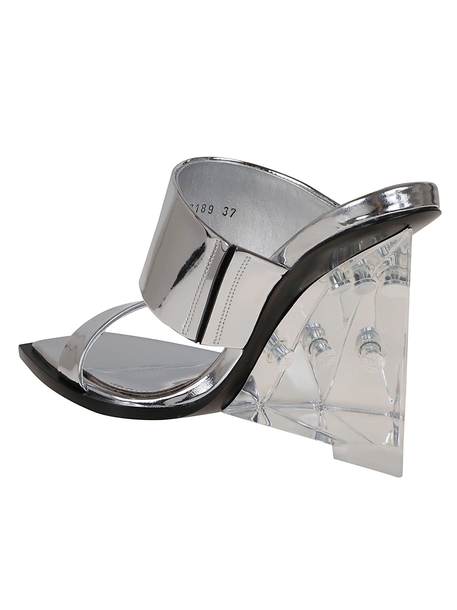 Alexander Mcqueen Wedge-heel Mule Sandals In Argento