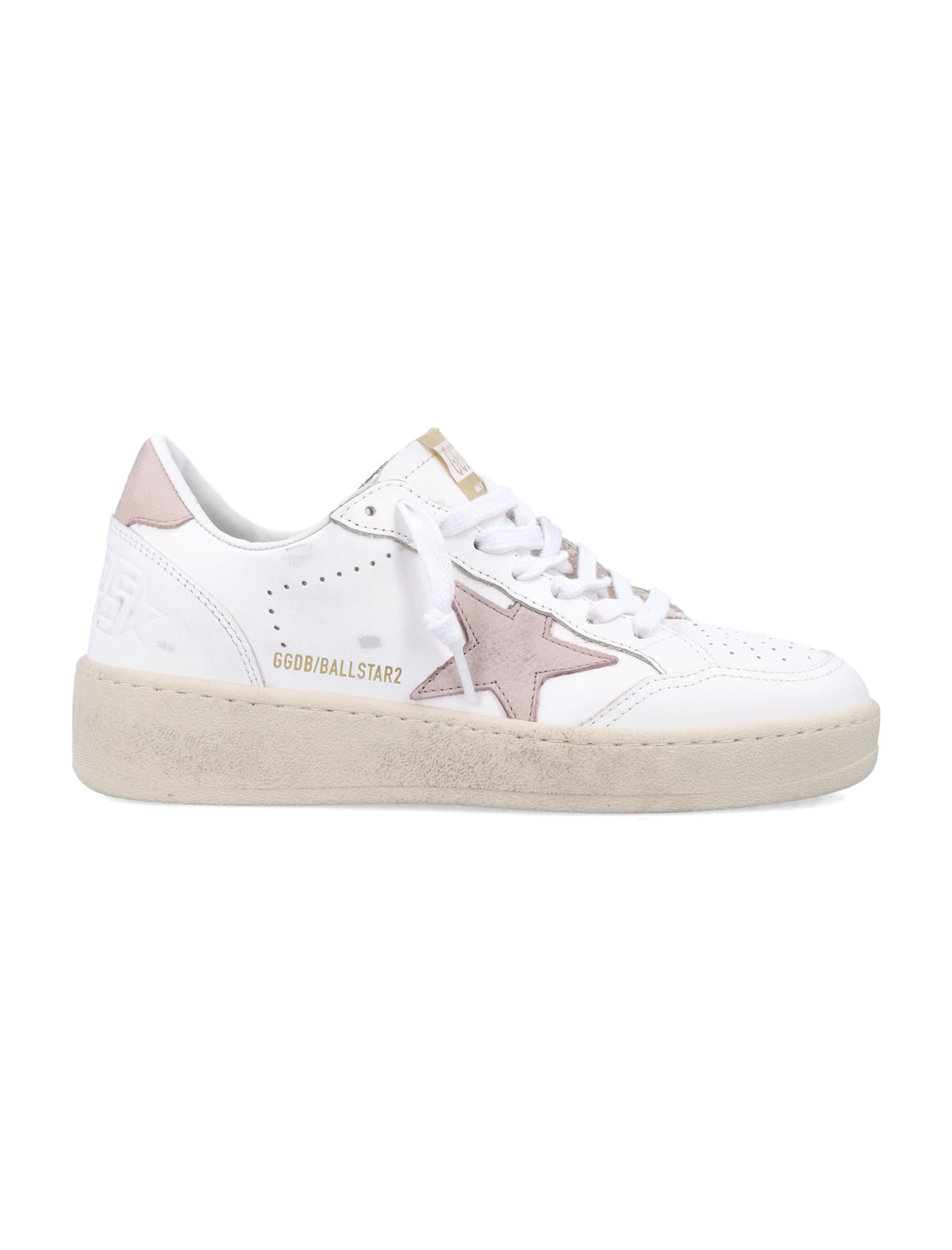 Golden Goose Ball Star 2 White Leather Sneakers In White Pink