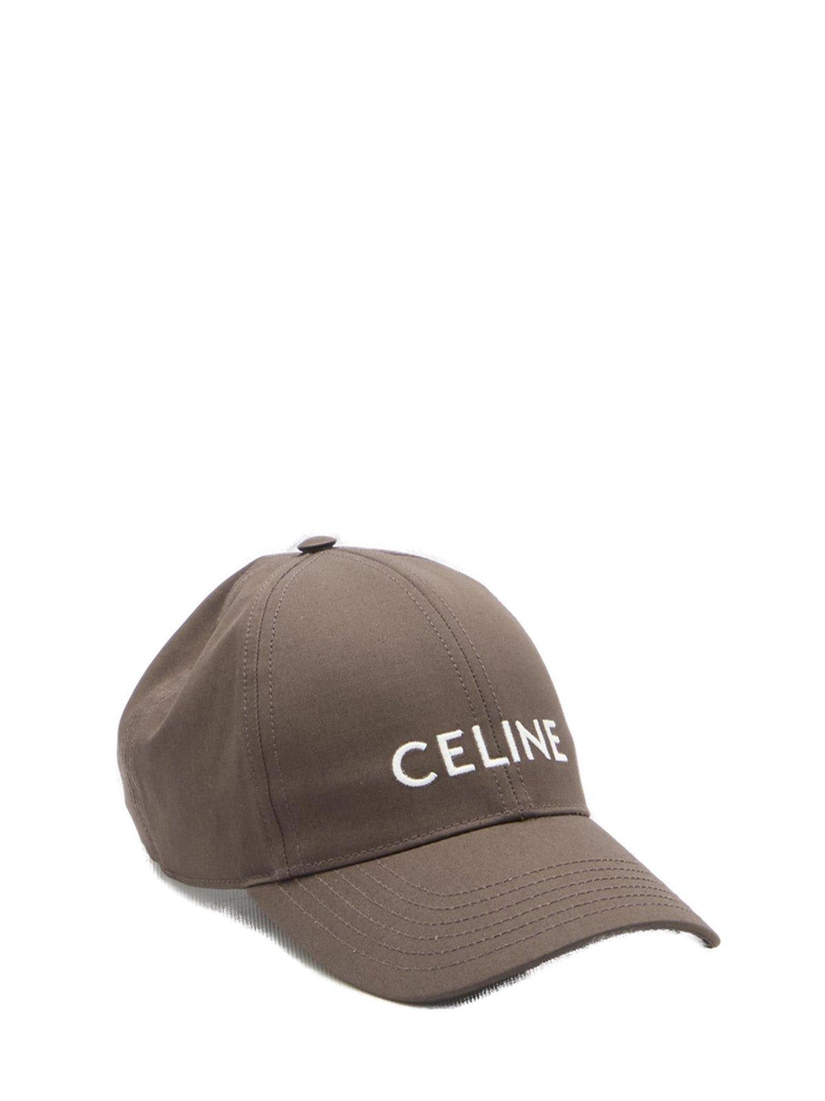 Celine Logo Embroidered Baseball Cap In Brown