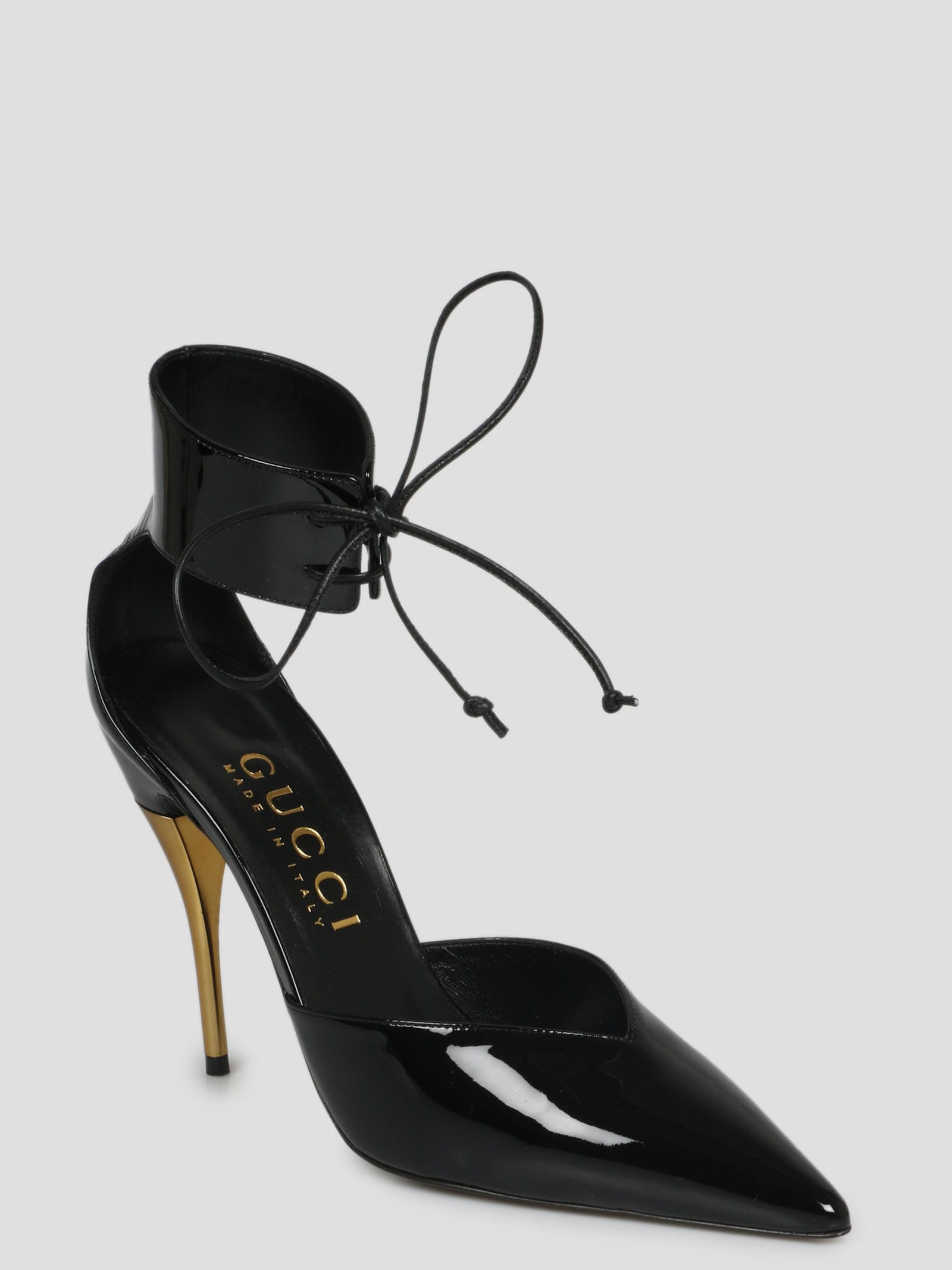 Gucci 90mm Miranda Patent Leather Pumps In Black