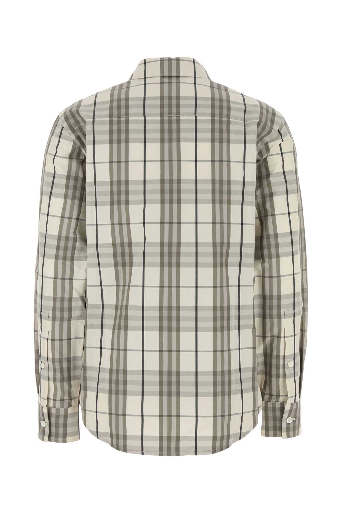 Burberry Checked Pattern Embroidered Poplin Shirt In Cottonipcheck