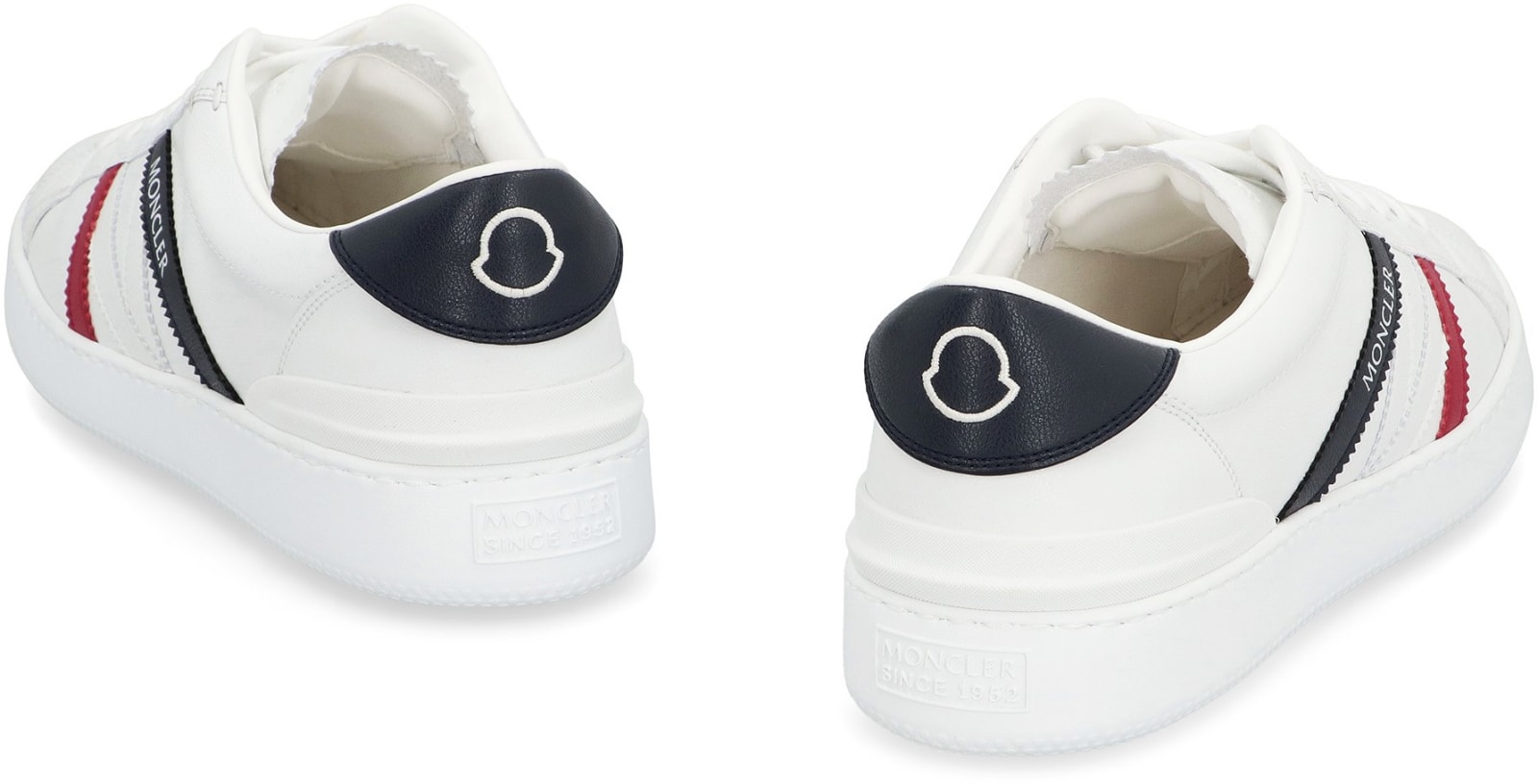 Shop Moncler Monaco Faux Leather Sneakers In White