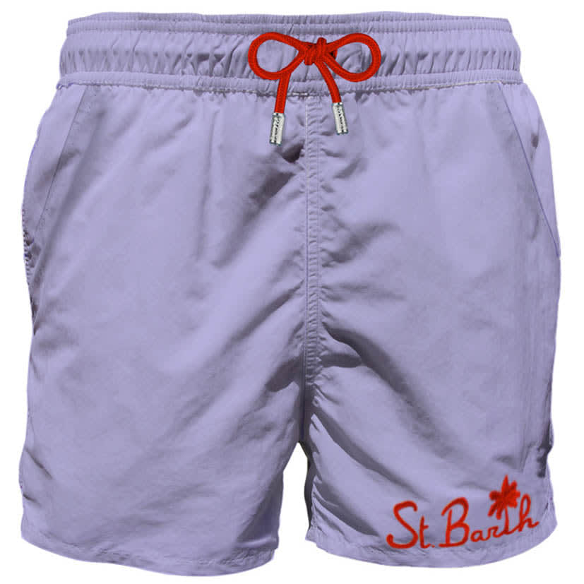 Mc2 Saint Barth Lilac Man Swim Shorts With Pocket In Purple