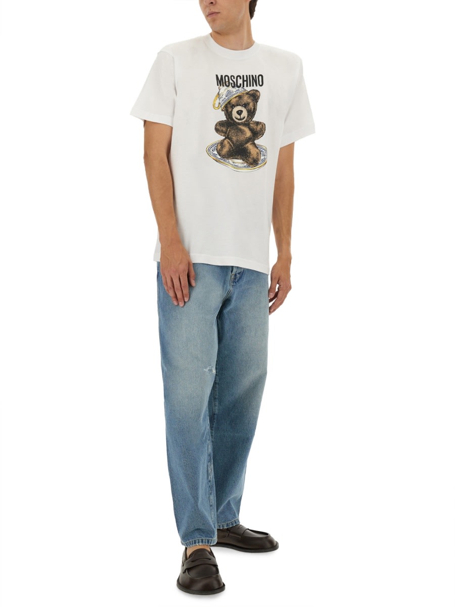 Moschino Teddy Bear Print Crewneck T-shirt In White