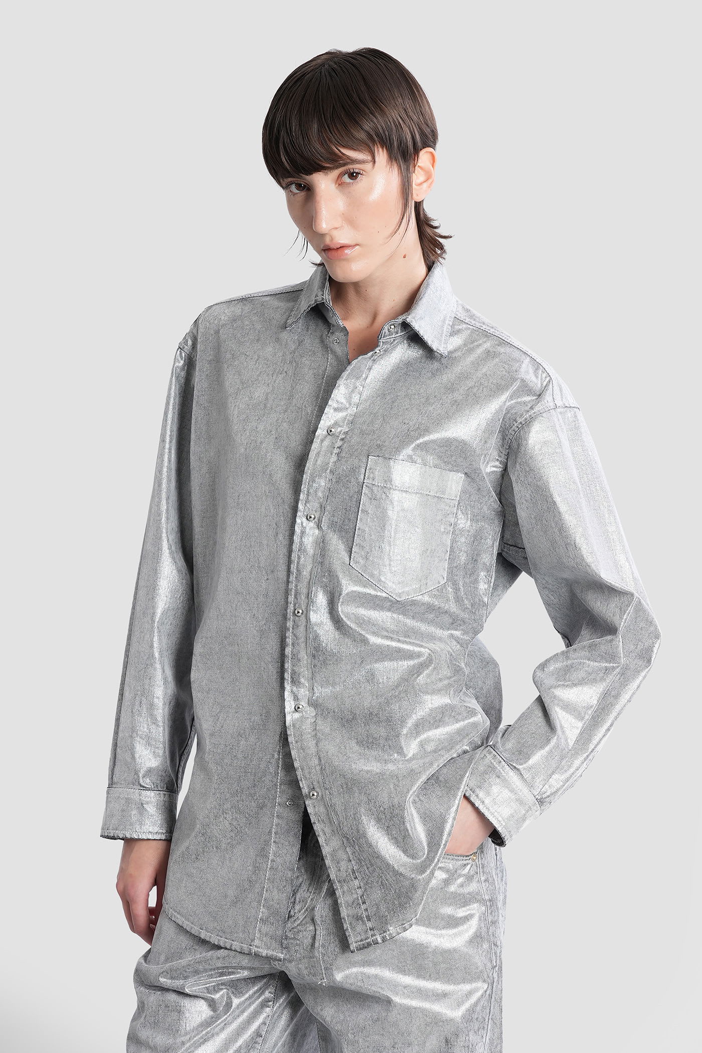 Anne Shirt In Grey Cotton