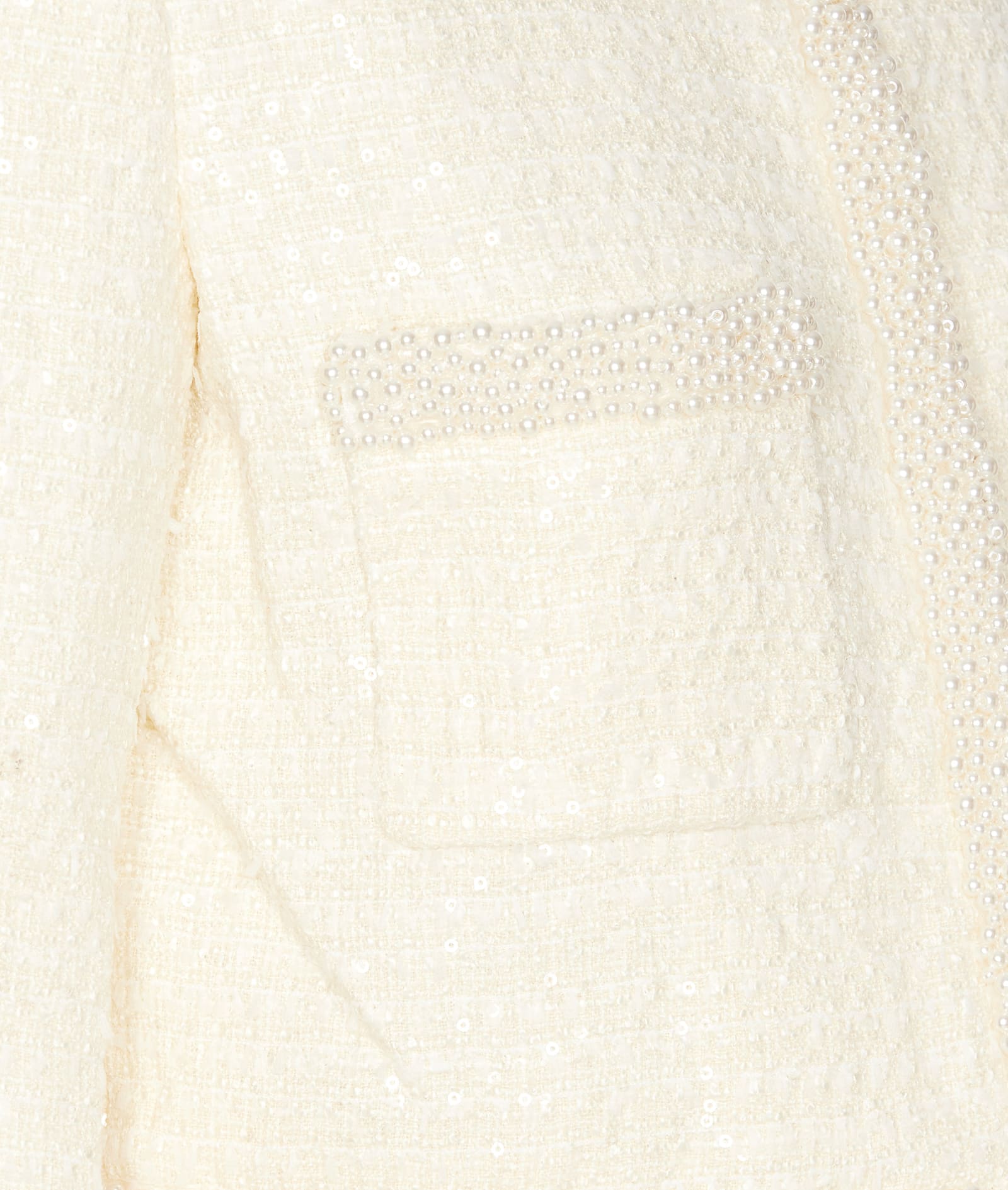 SELF-PORTRAIT CREAM BOUCLE PEARL TRIM JACKET