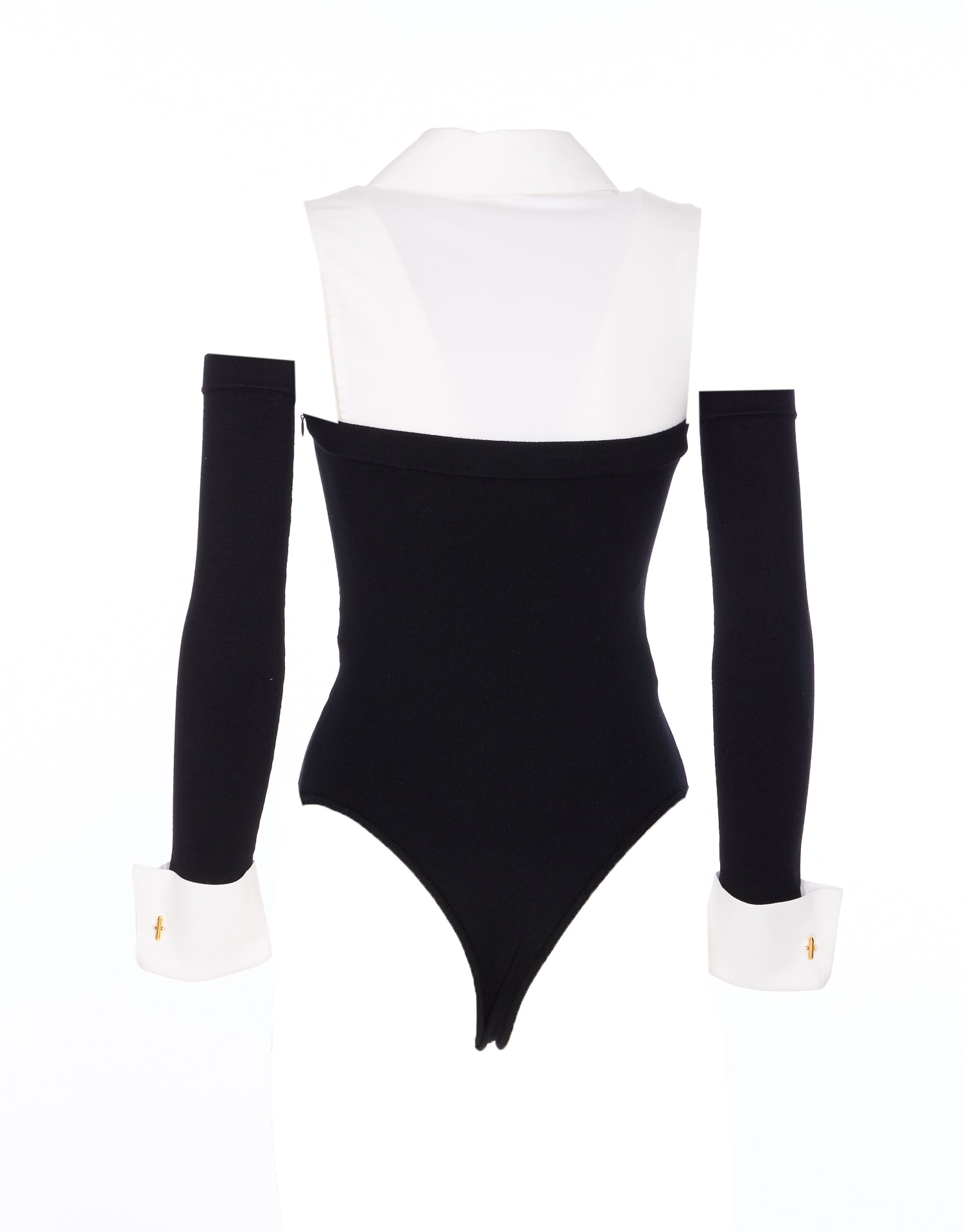 Elisabetta Franchi Monochrome Button-up Collared Body With Detachable Sleeves In Black