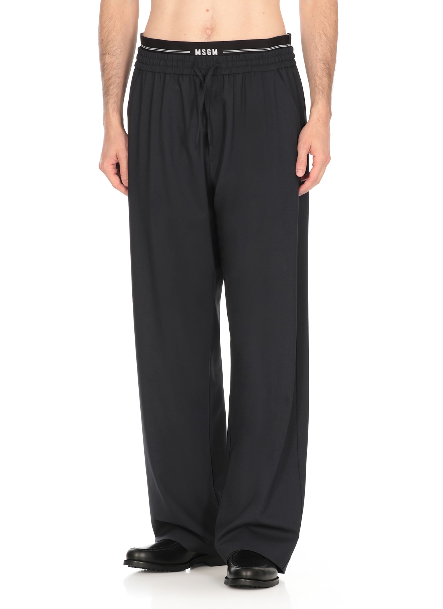 Msgm Wool Pants In Blue