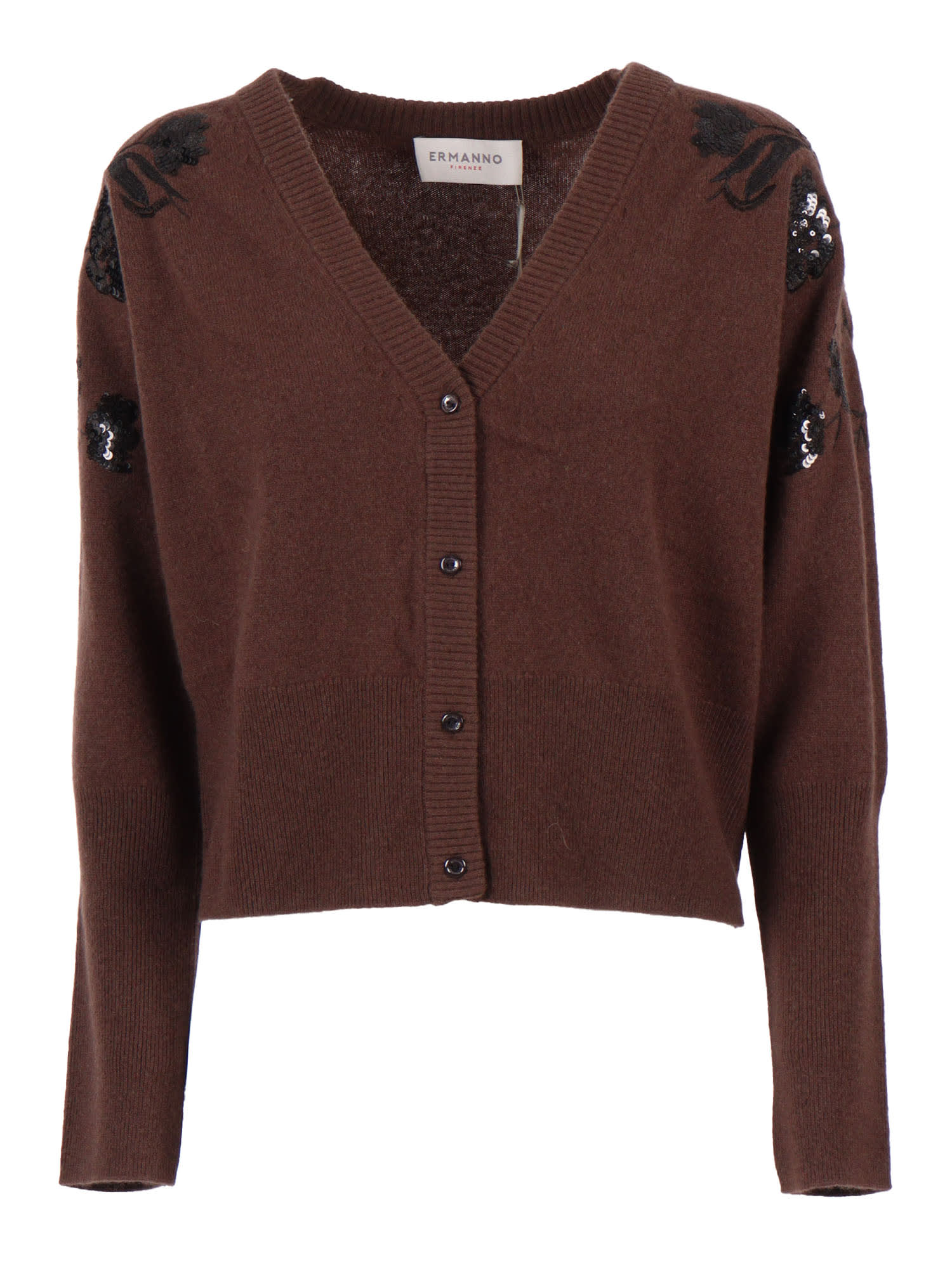 Ermanno Ermanno Scervino Embroidered Cardigan In Brown