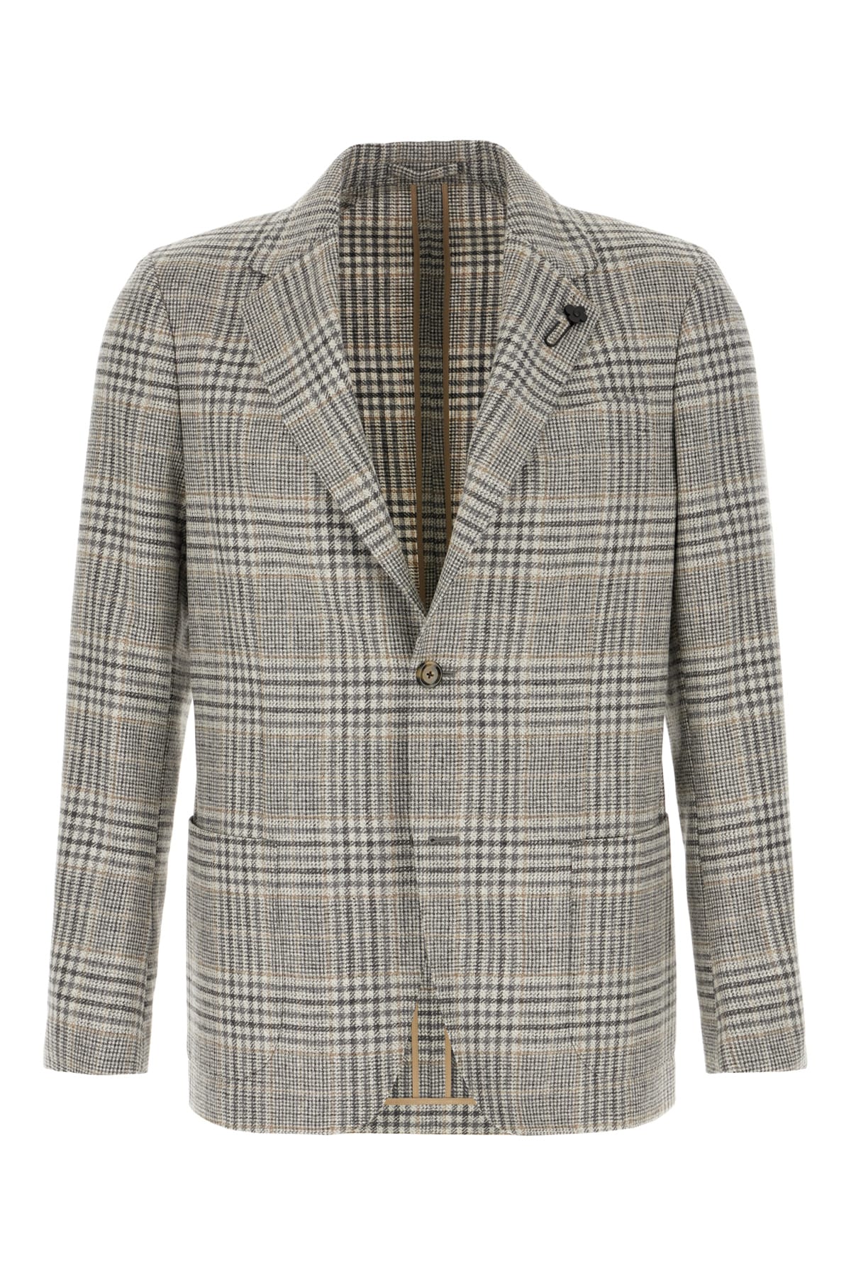 Lardini Embroidered Wool Blend Blazer In Gray